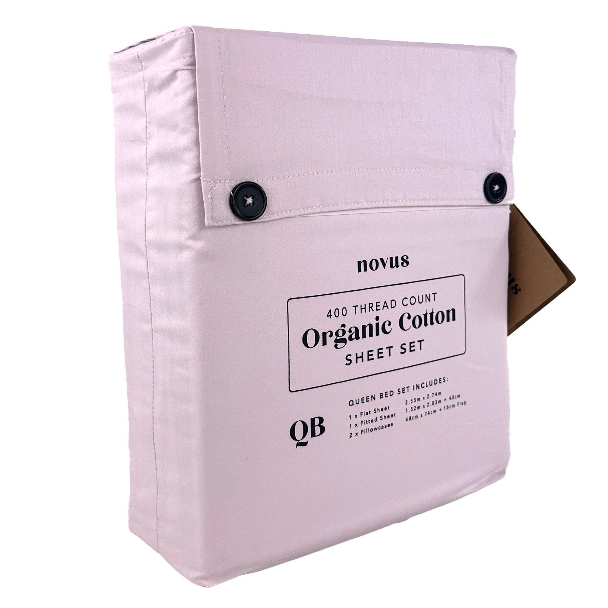 Novus 400TC Organic Cotton Sheet Set, Light Purple- Queen Bed - Image 3