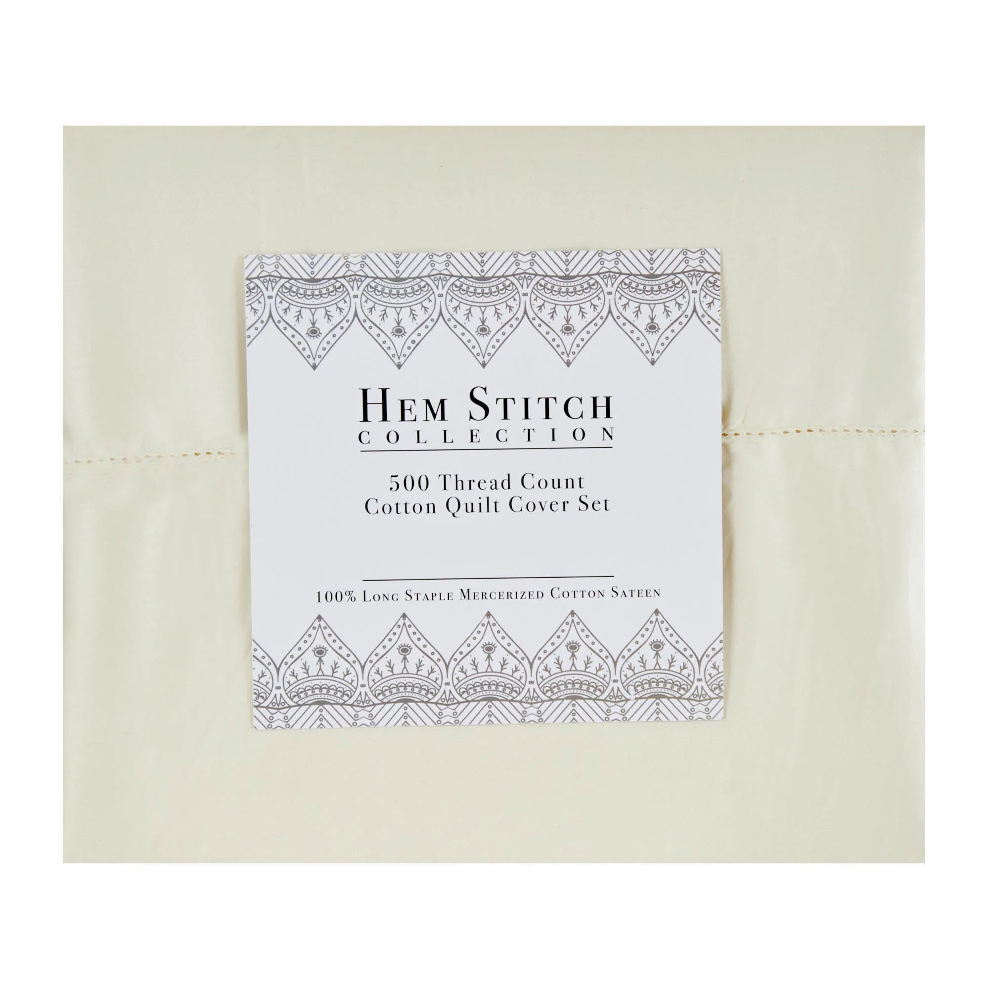 Hem Stitch Collection 500TC Cotton Quilt Cover Set - Image 4