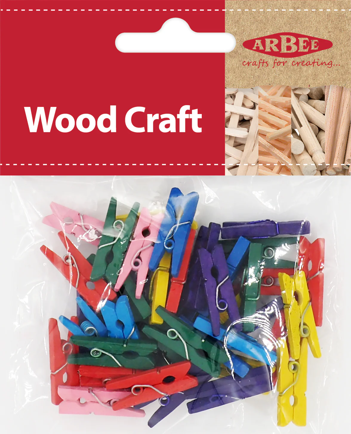 Arbee Mini Pegs With Spring, Coloured- 45pk - Image 2