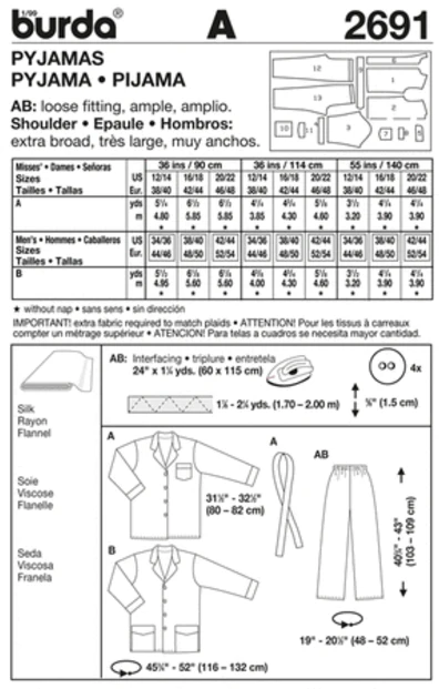 Burda Pattern 2691- Pajamas - Image 2