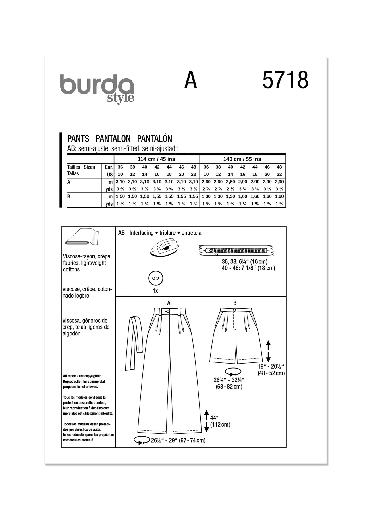 Burda Pattern 5718 Misses' Skirt Pants - Image 4