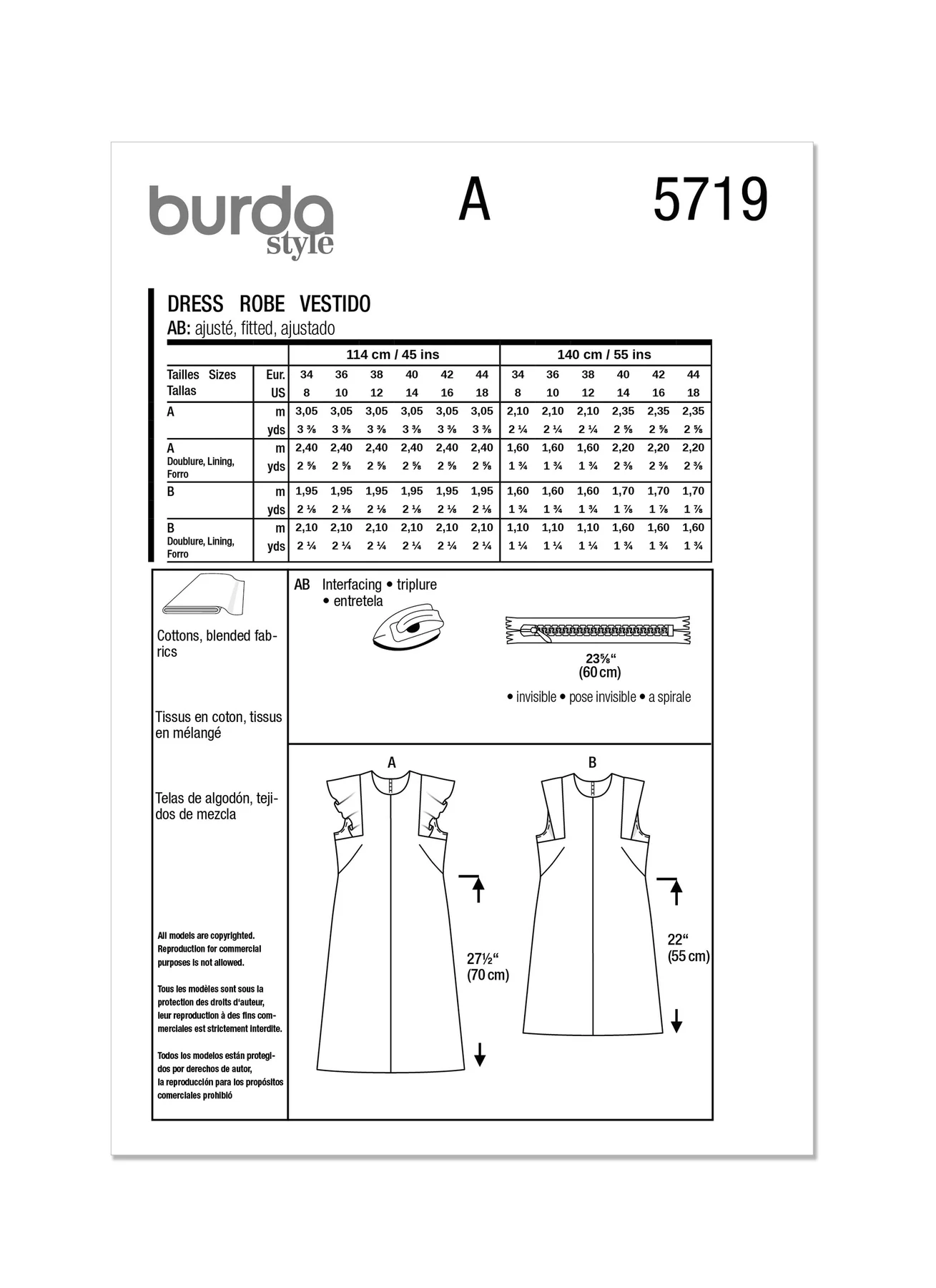 Burda Pattern 5719  Misses' Dress - Image 7