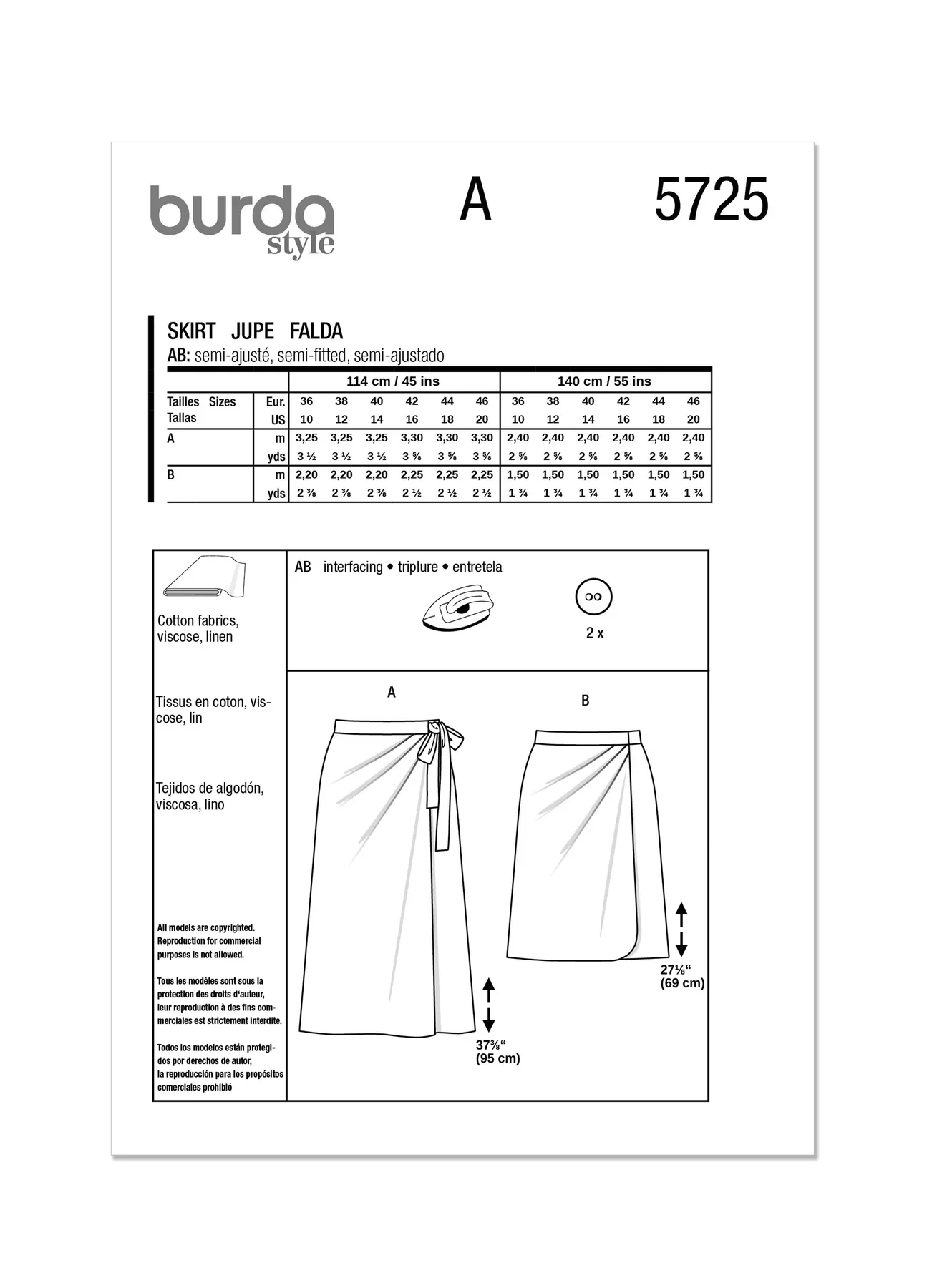 Burda Pattern 5725 Misses' Skirt - Image 7