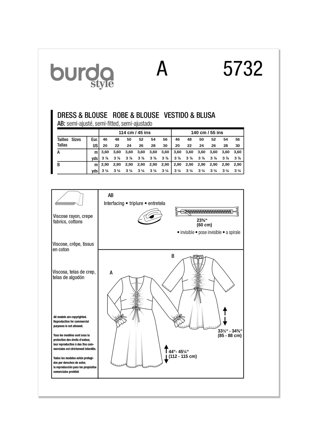 Burda Pattern 5732 Misses' Dress & Blouse - Image 9