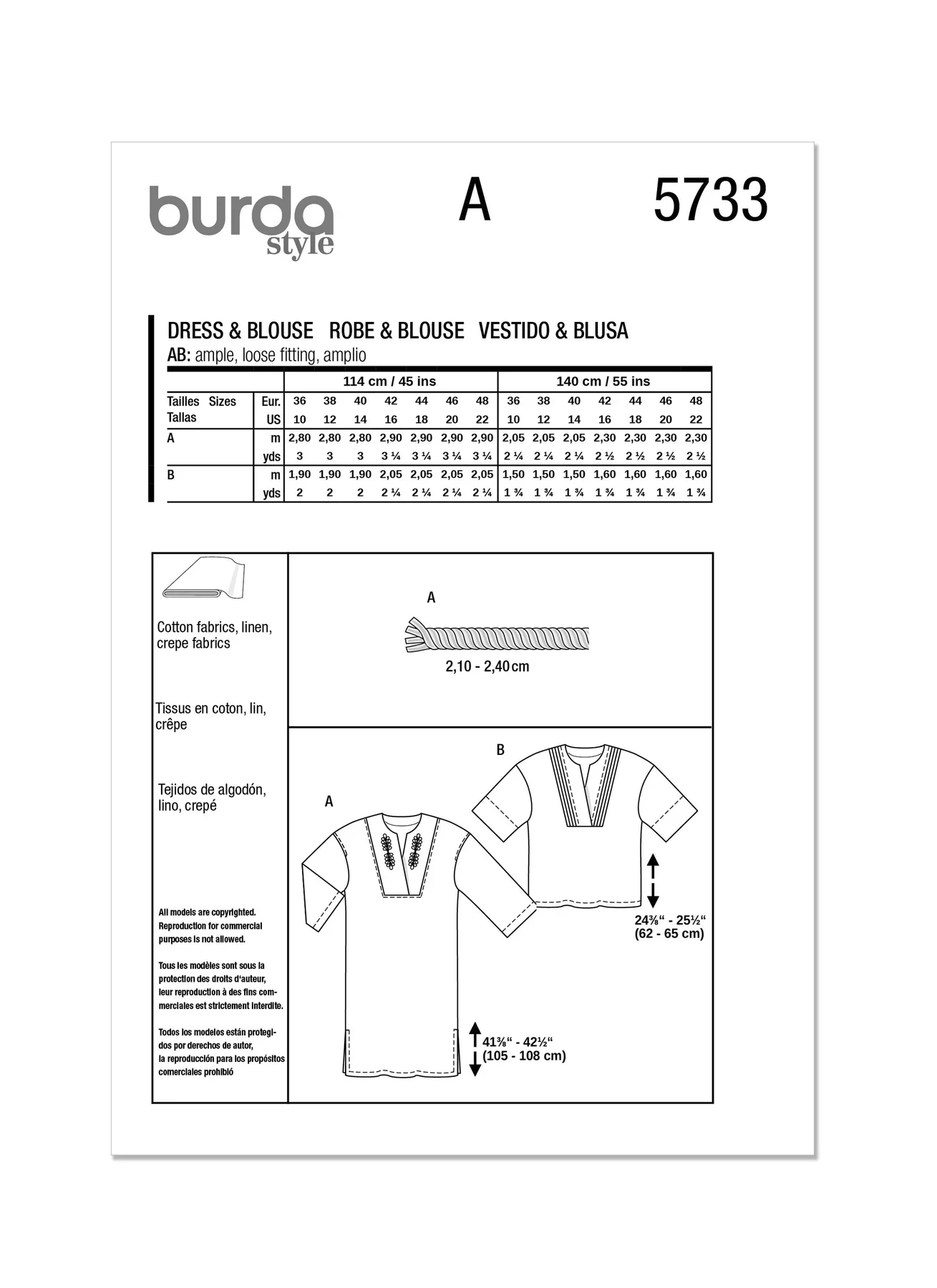 Burda Pattern 5733 Misses' Dress & Blouse - Image 10