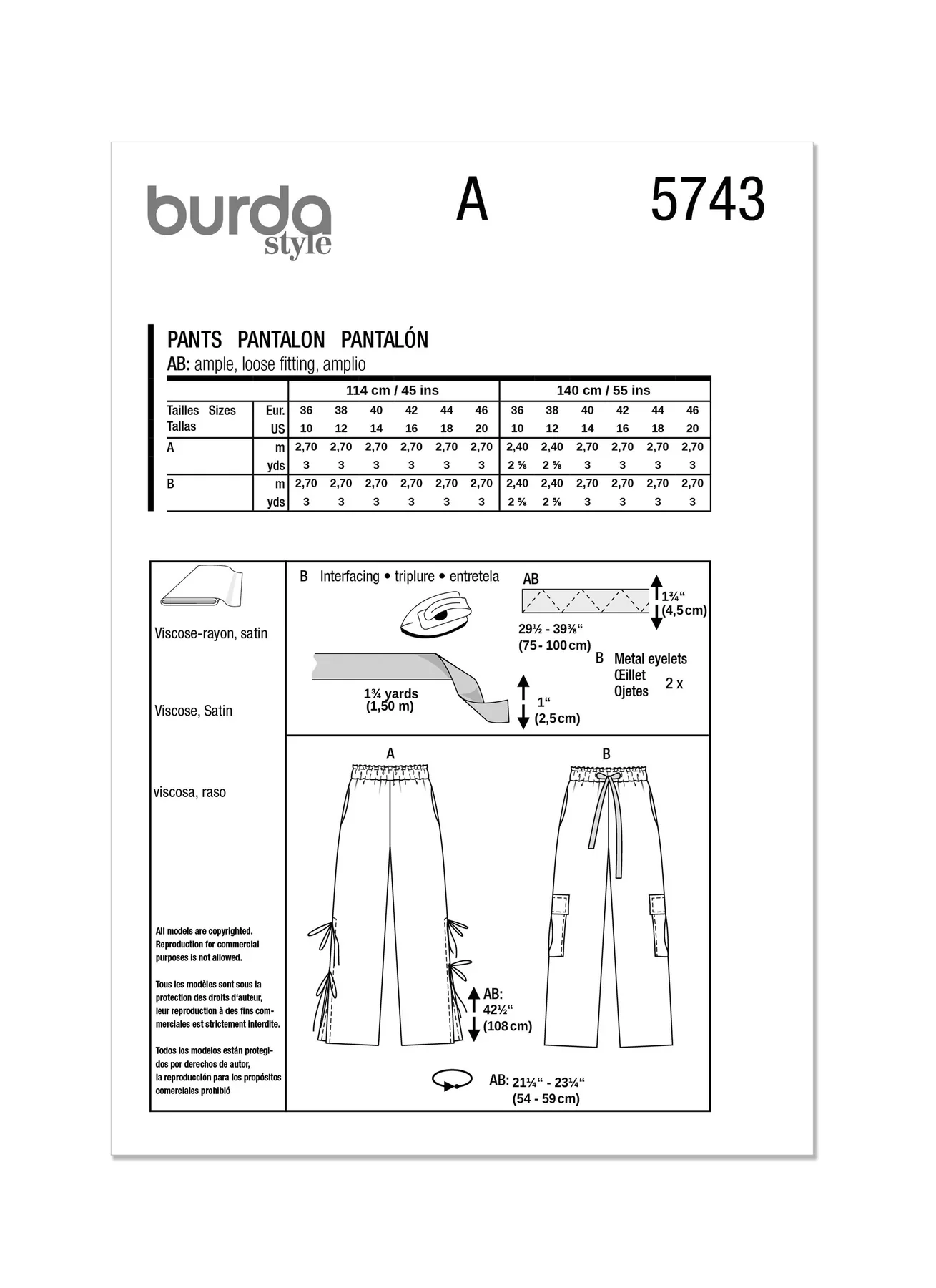 Burda Pattern 5743 Misses' Skirt Pants - Image 8