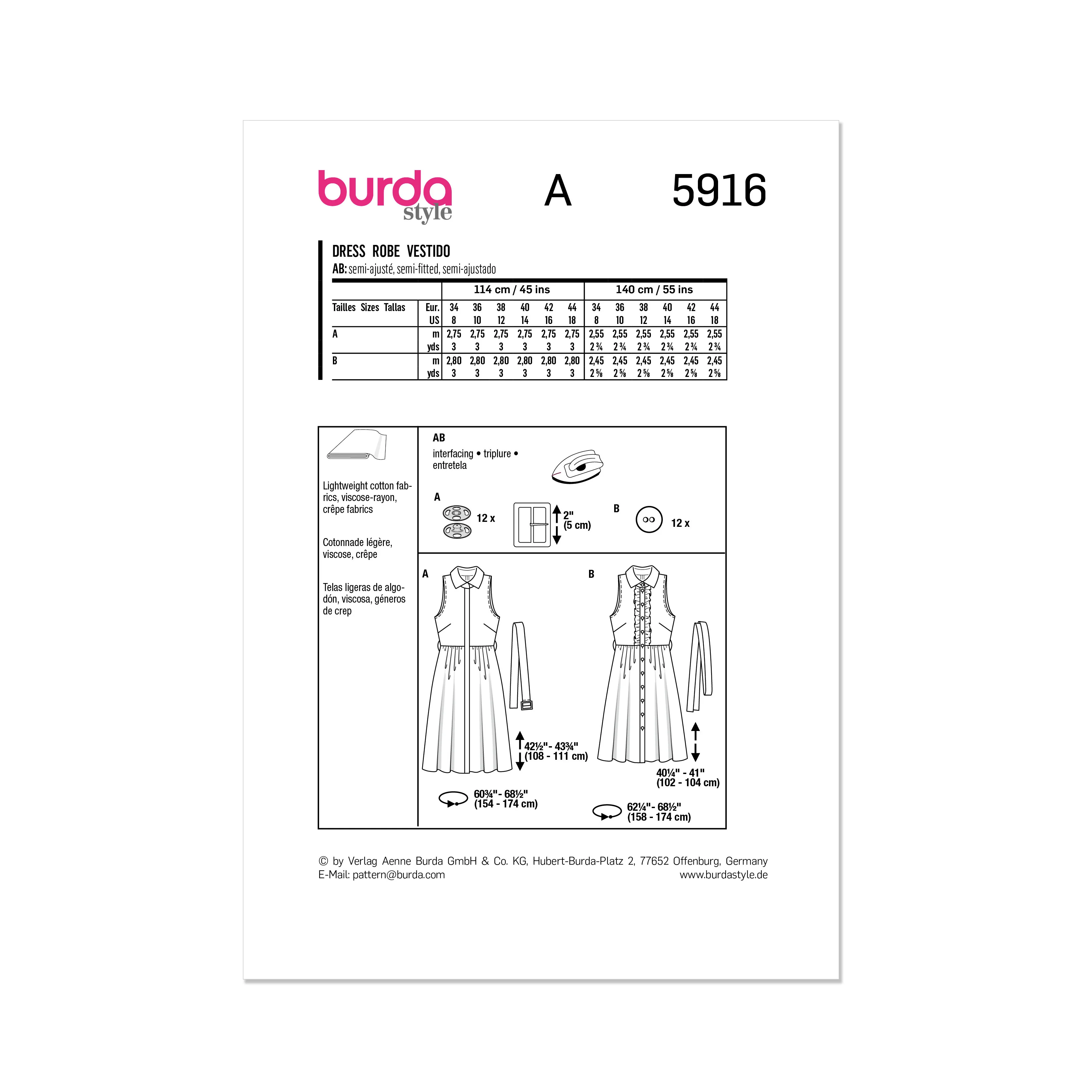 Burda Pattern 5916 Misses' Dress - Image 11