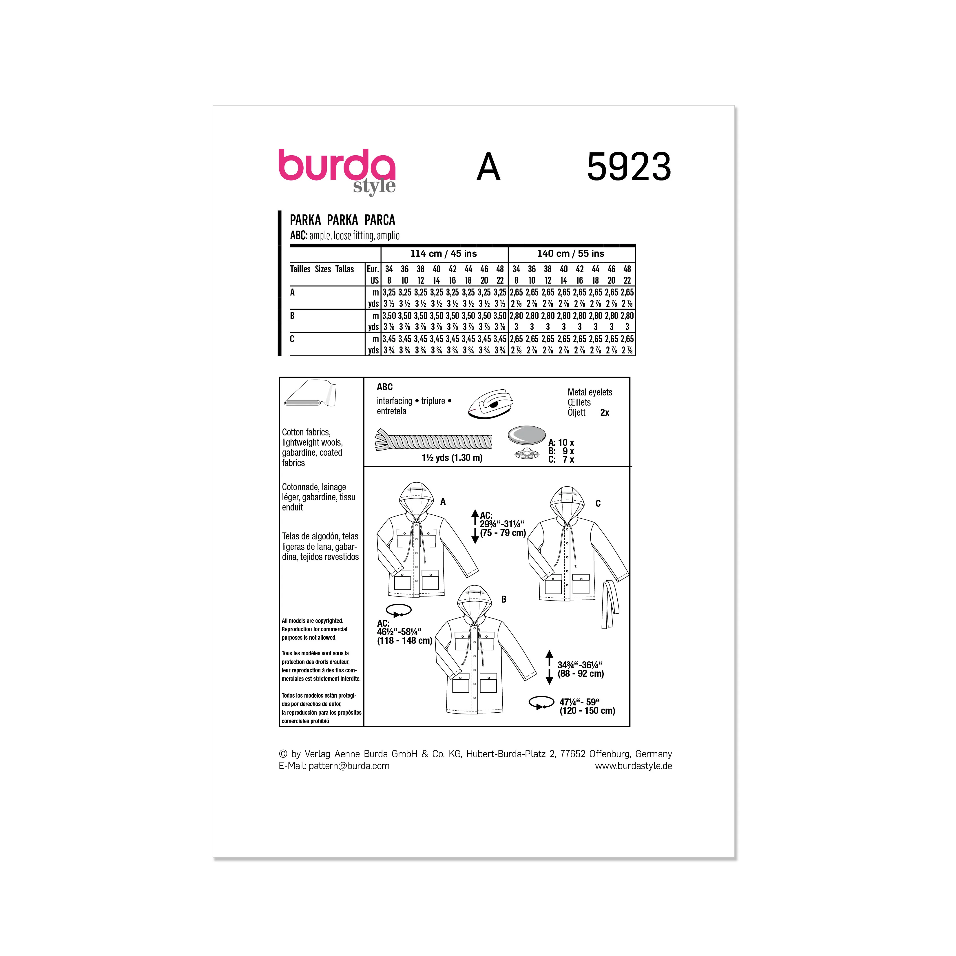 Burda Pattern 5923 Misses' Jacket - Image 13