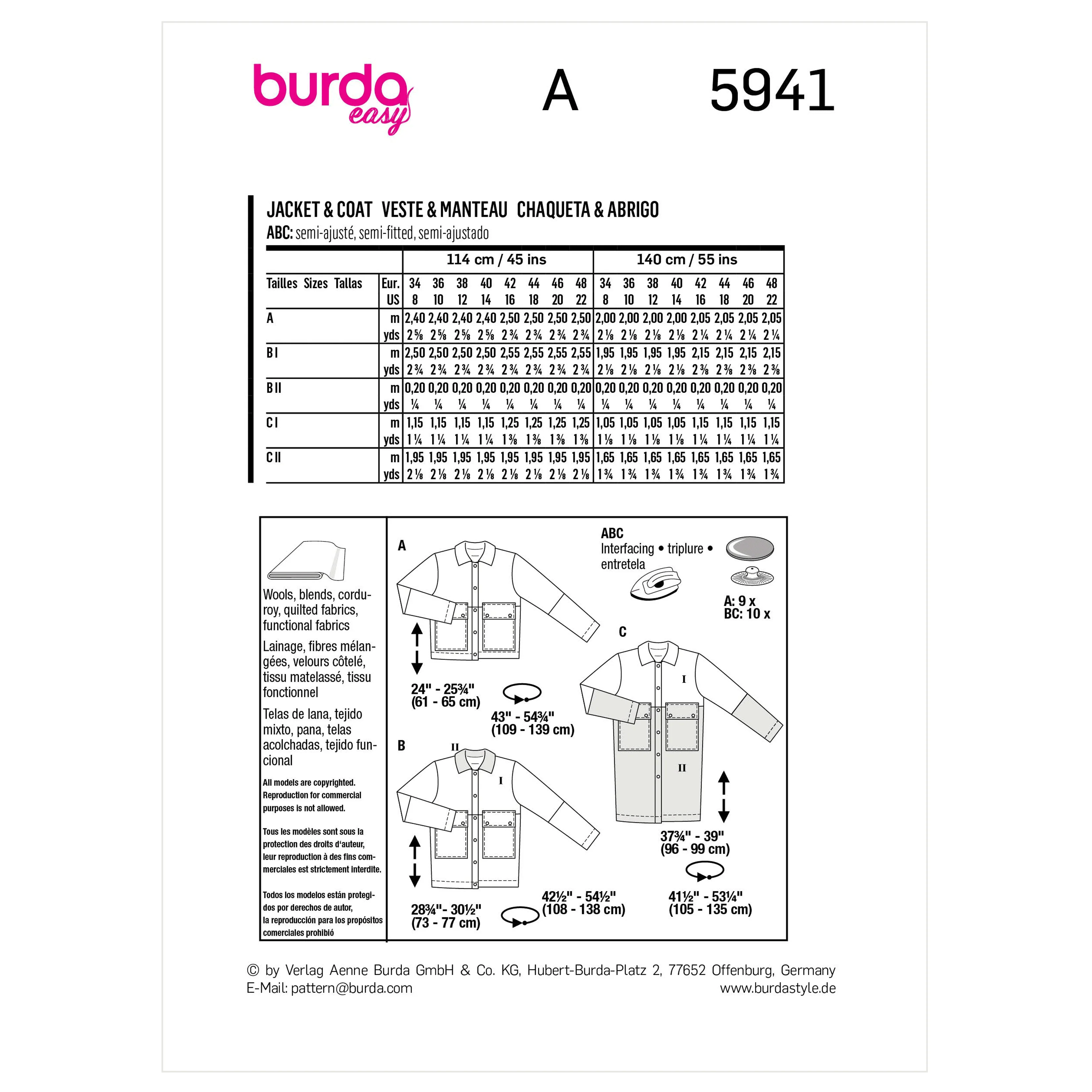 Burda Pattern 5941 Misses' Jacket - Image 14