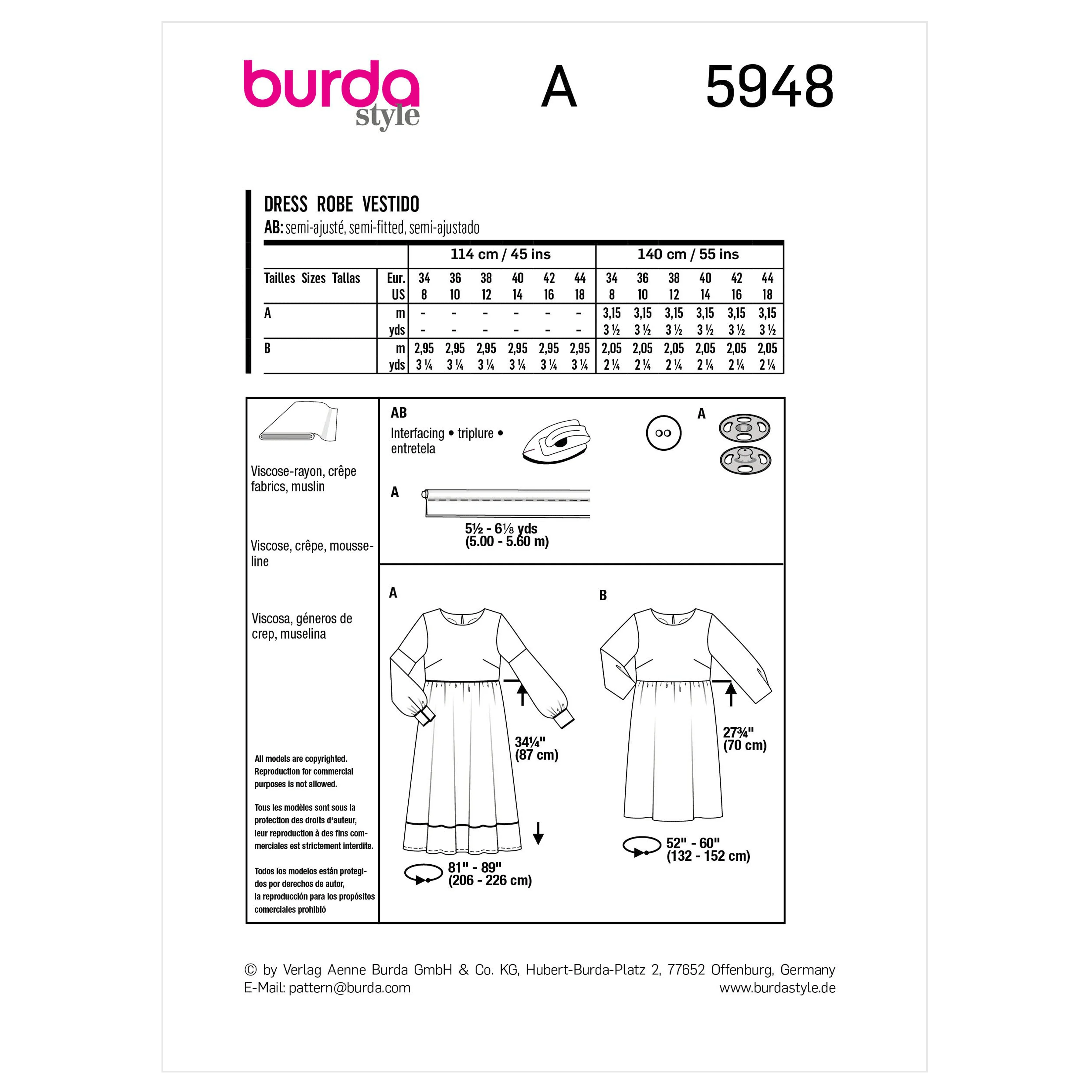 Burda Pattern 5948 Misses' Dress - Image 9