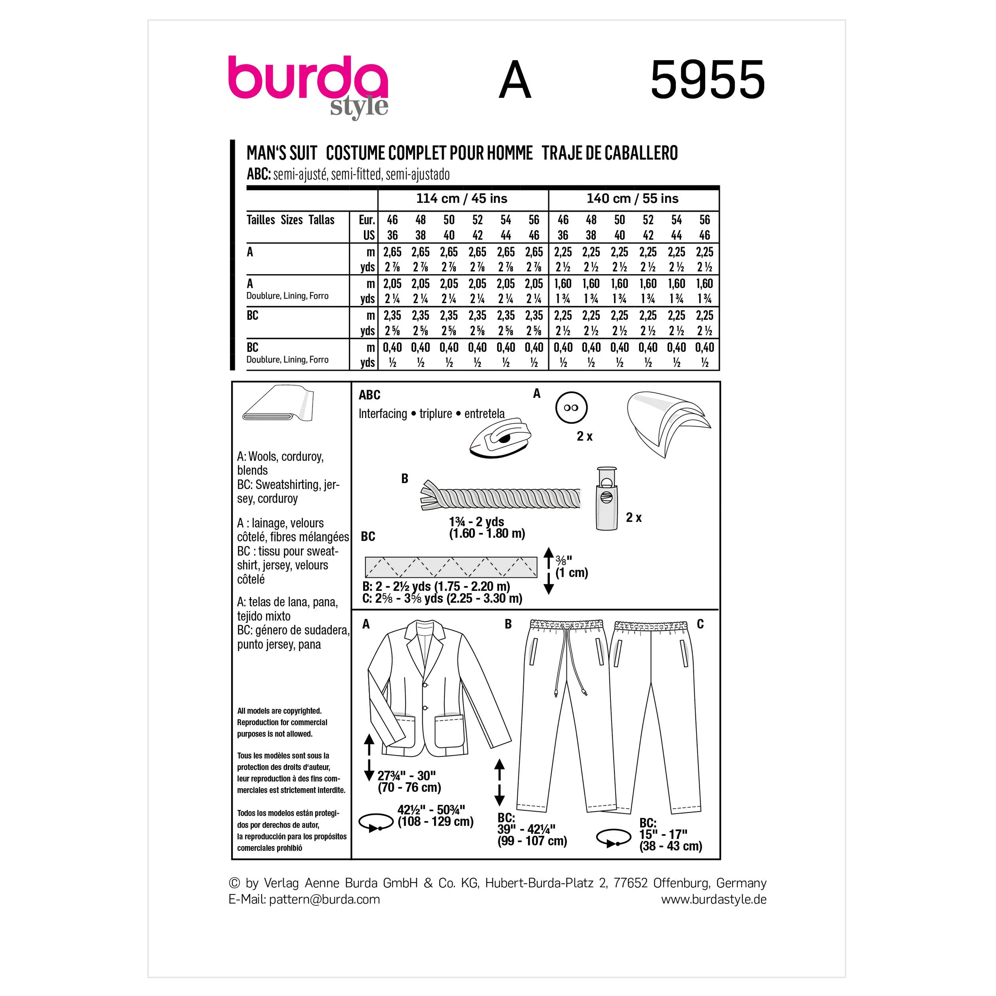 Burda Pattern 5955 Men/Boy Special Occasion - Image 13