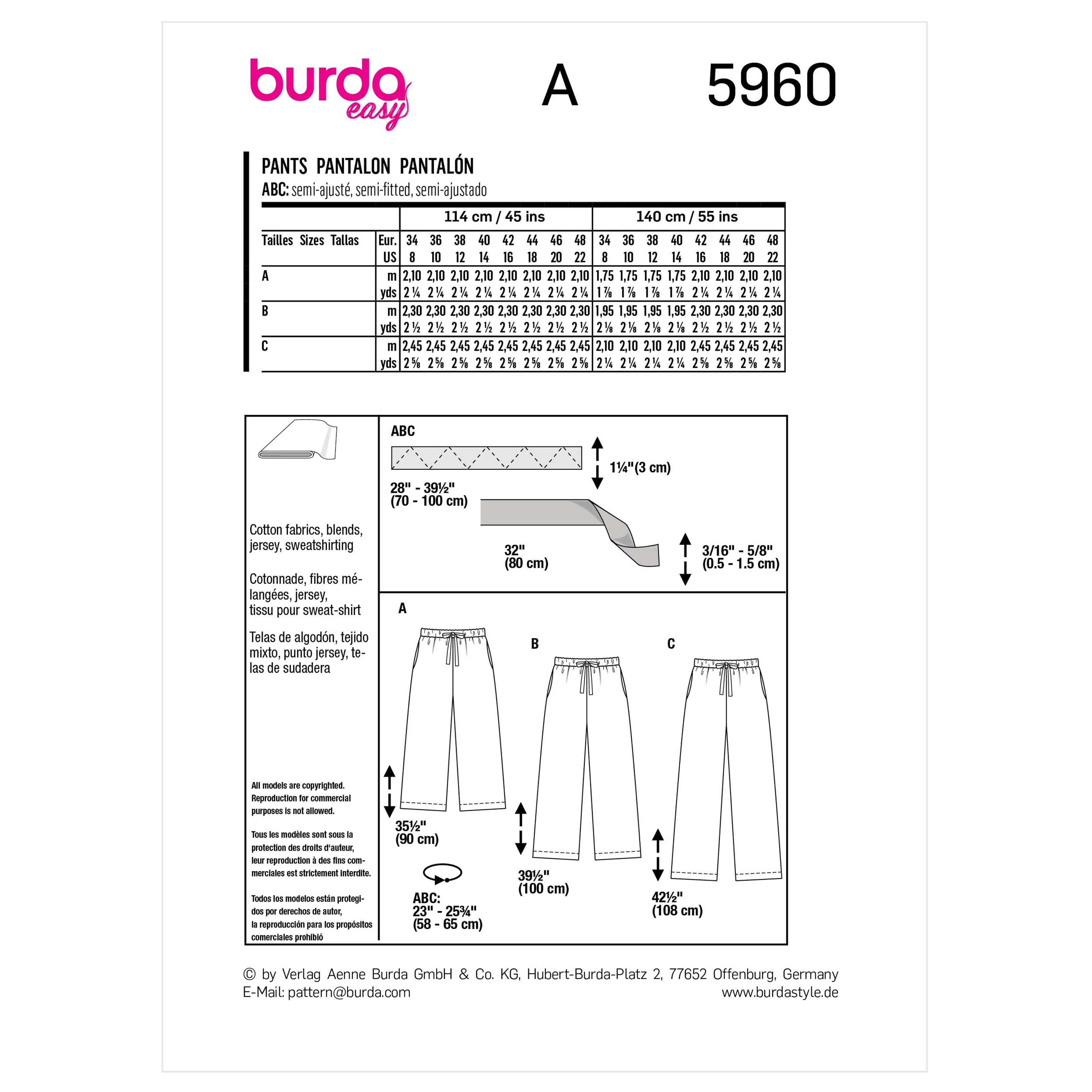 Burda Pattern 5960 Misses' Skirt/Pants - Image 13