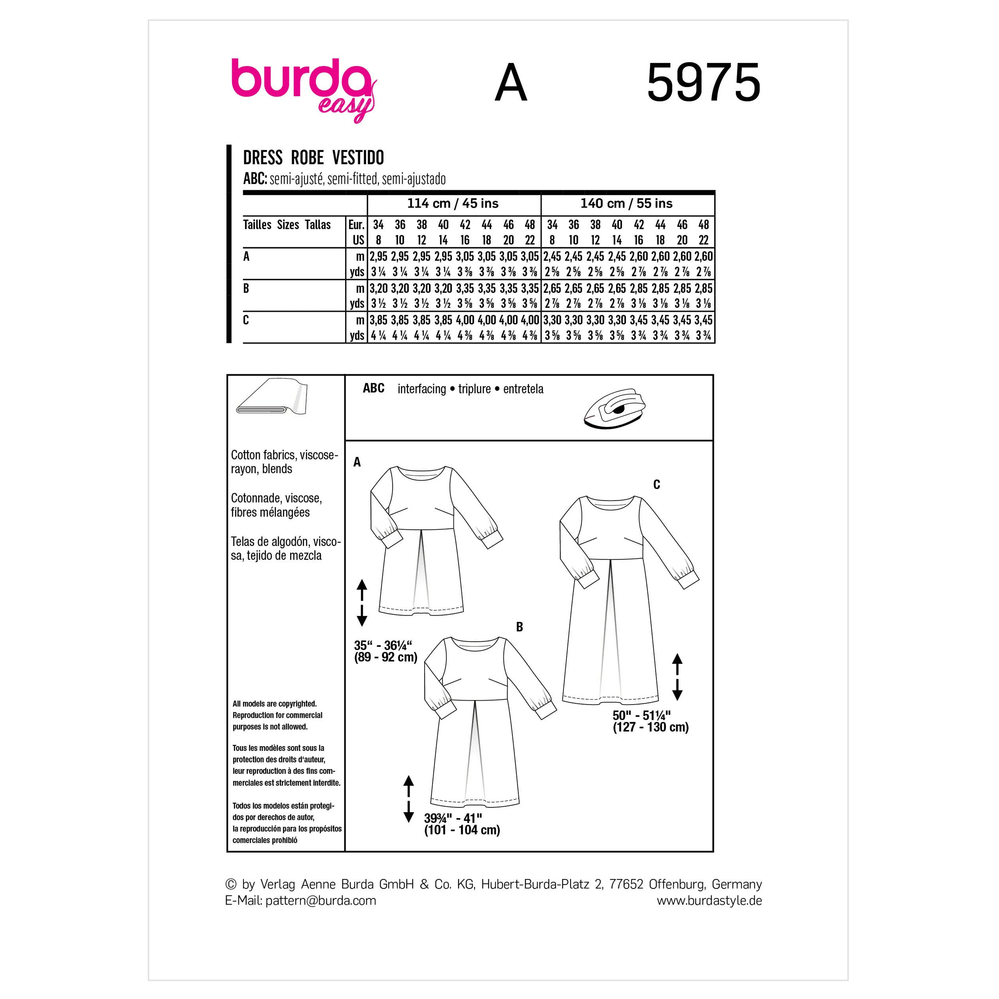 Burda Pattern 5975 Misses' Dress - Image 13