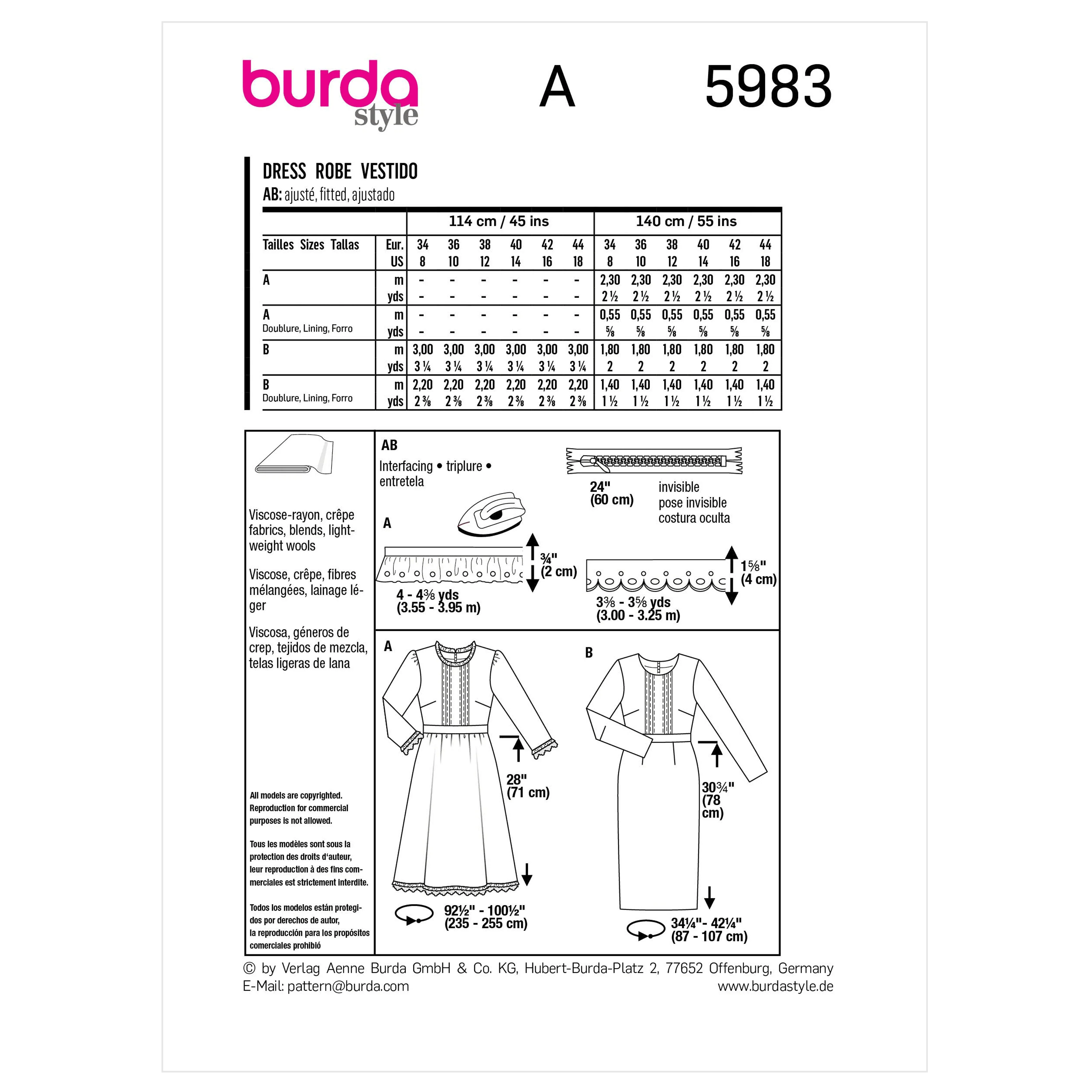 Burda Pattern 5983 Misses' Dress - Image 8