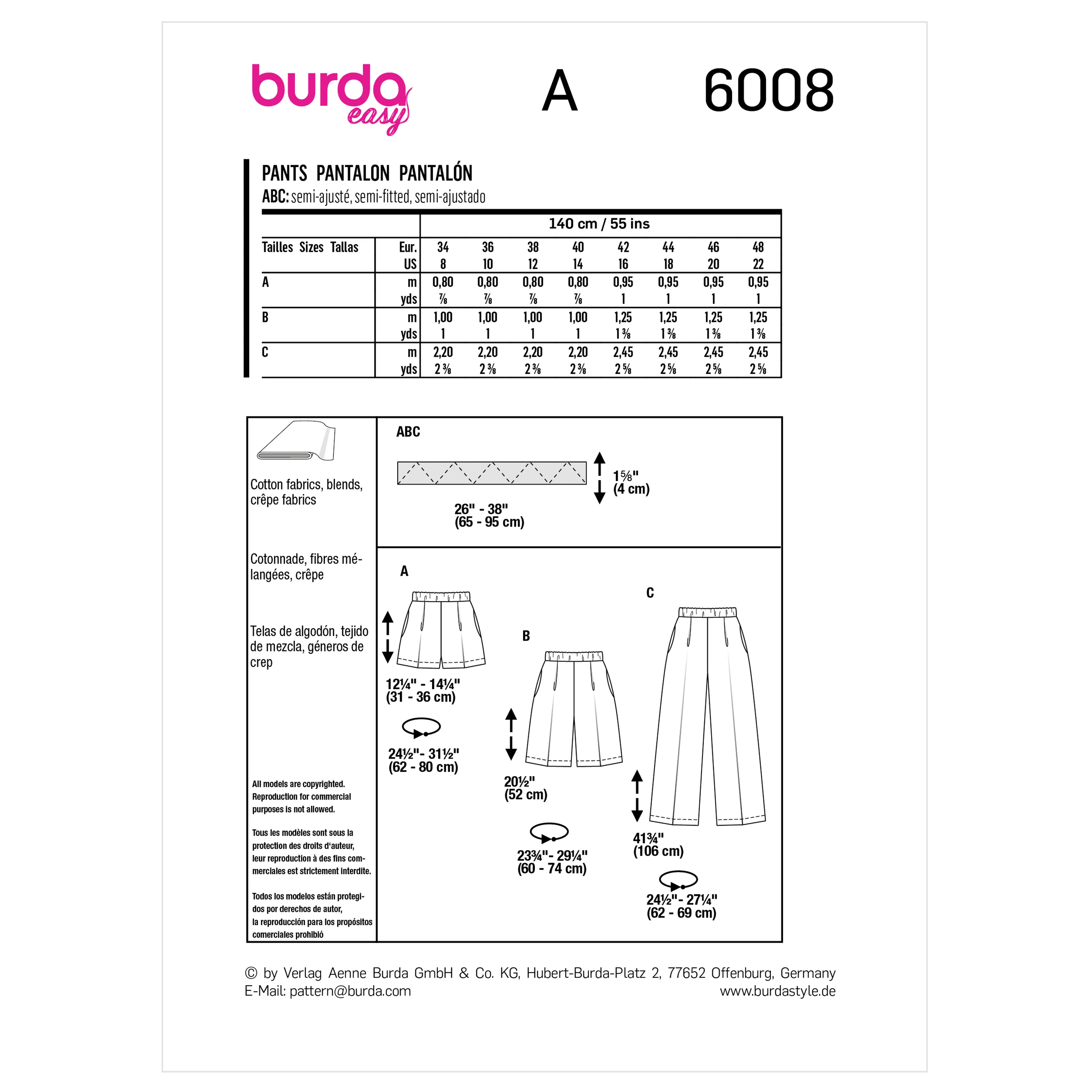 Burda Pattern 6008 Misses' Skirt/Pants - Image 10