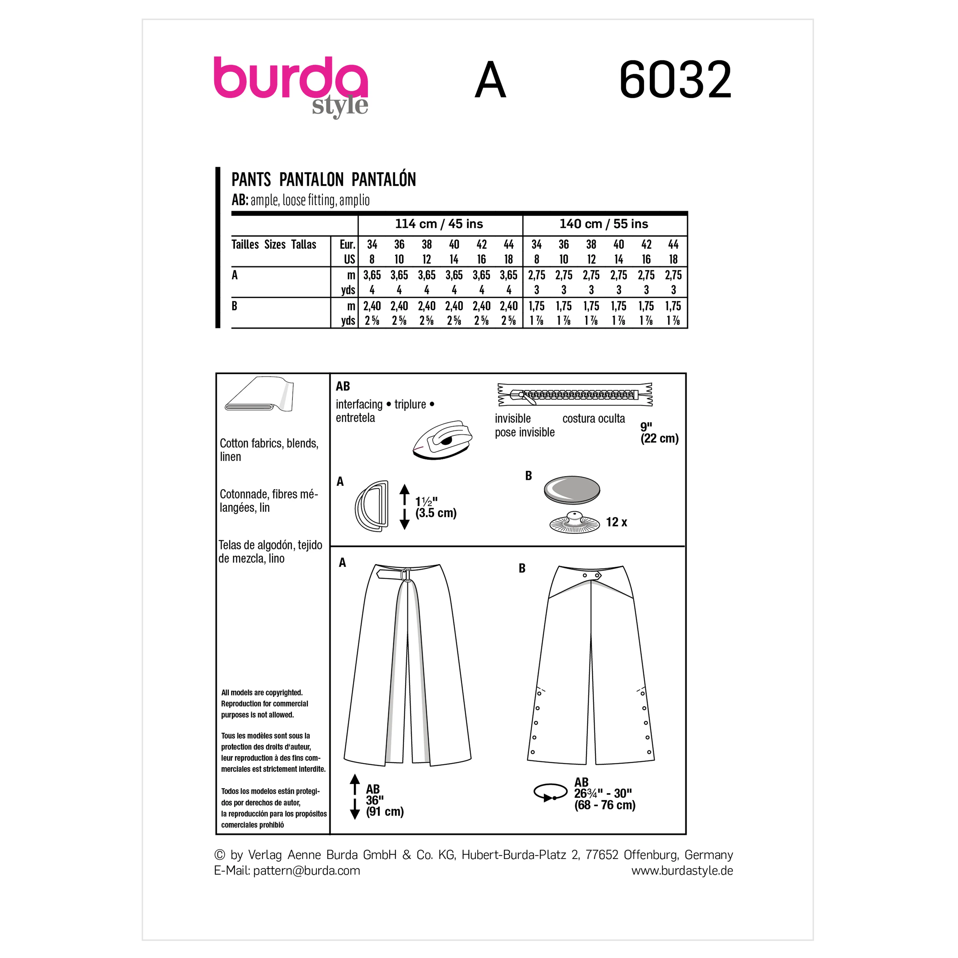 Burda Pattern 6032 Misses' Skirt/Pants - Image 7
