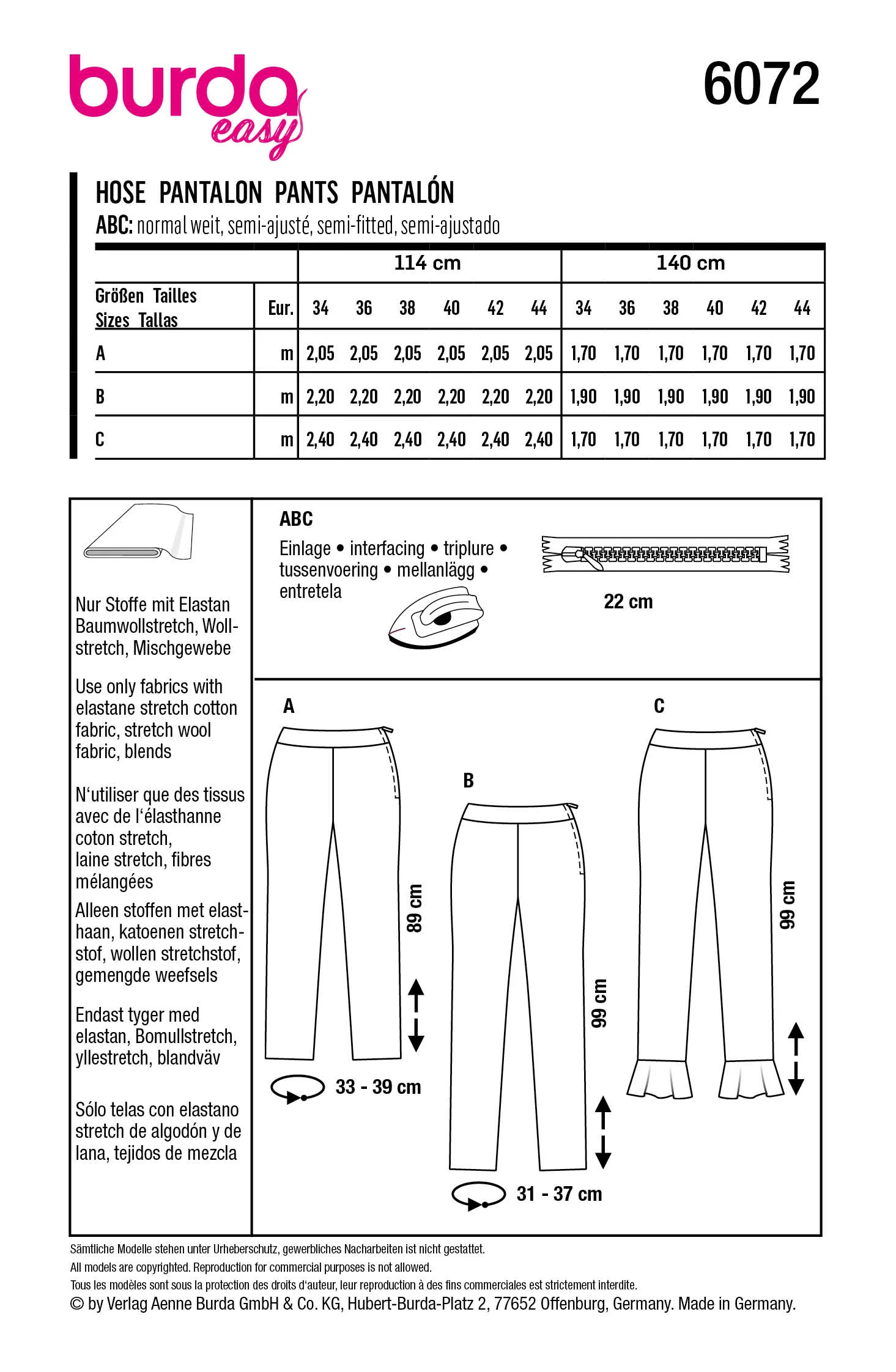 Burda X06072 Misses Skirt/Pants - Image 5