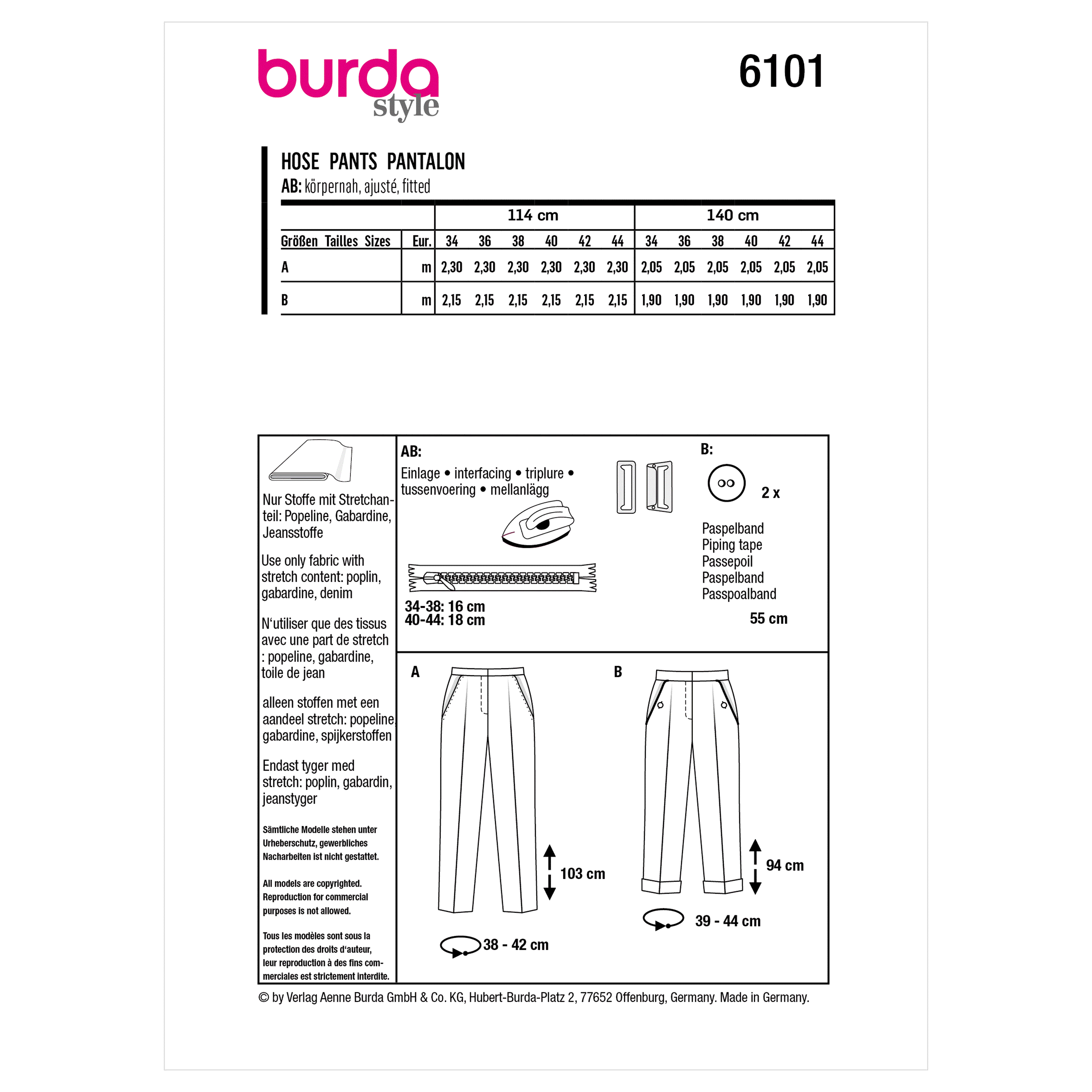 Burda Pattern 6101 Misses' Trousers and Pants - Image 5