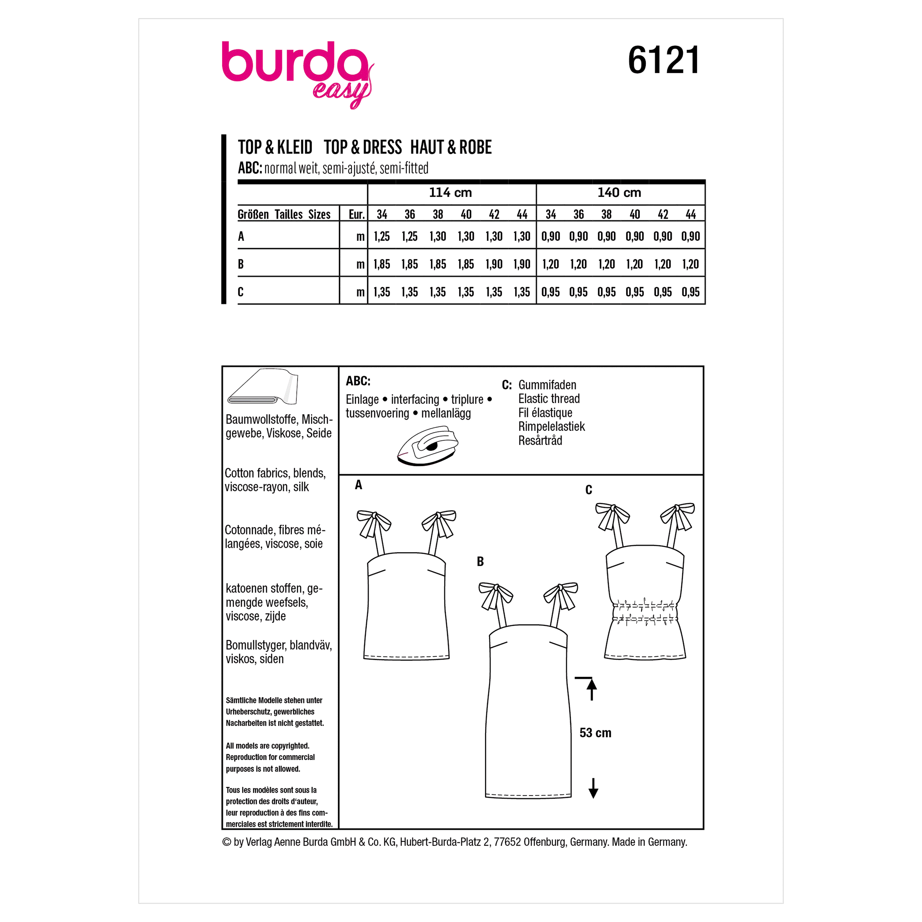 Burda Pattern 6121 Misses' Top and Dress - Image 9