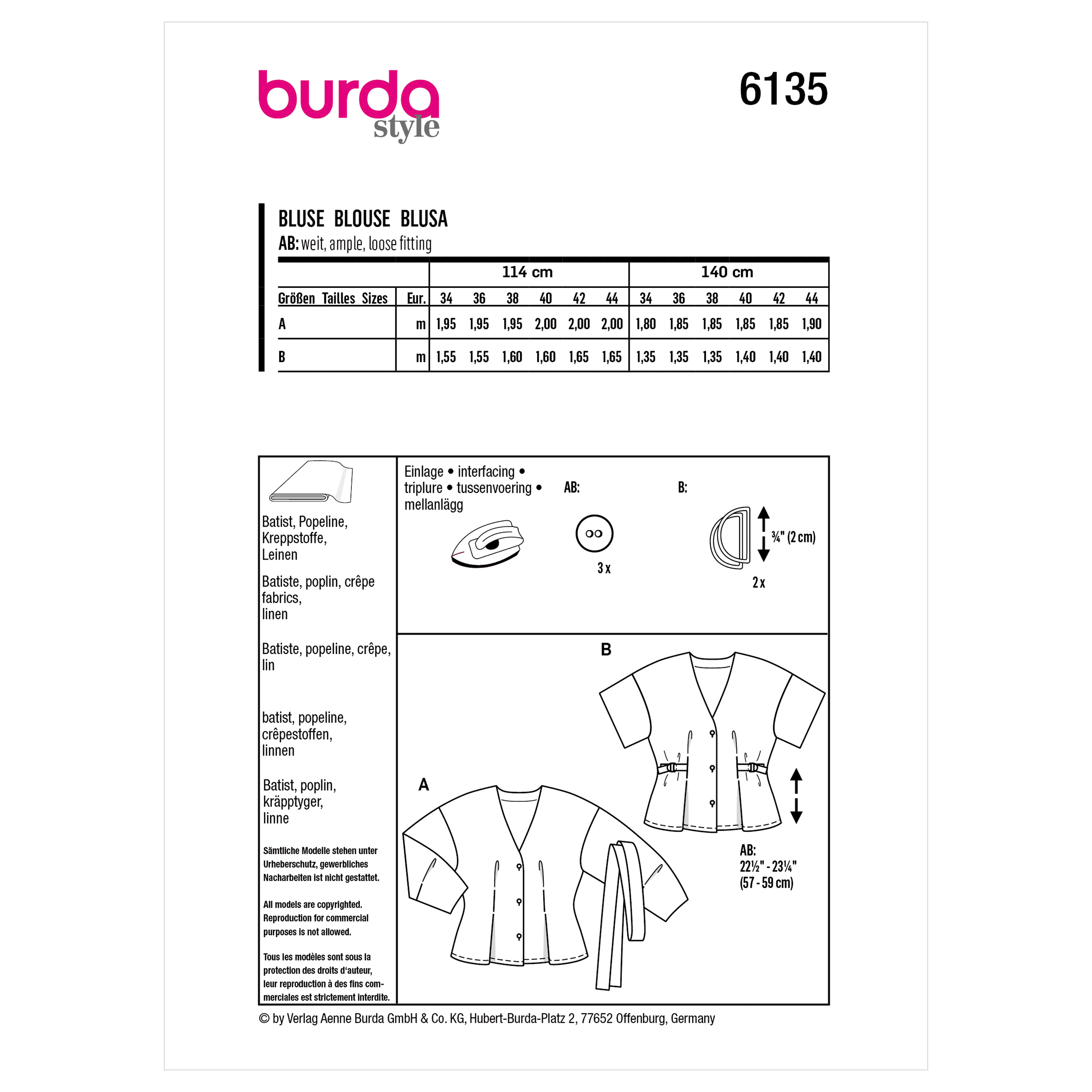 Burda Pattern 6135 Misses' Blouse - Image 7