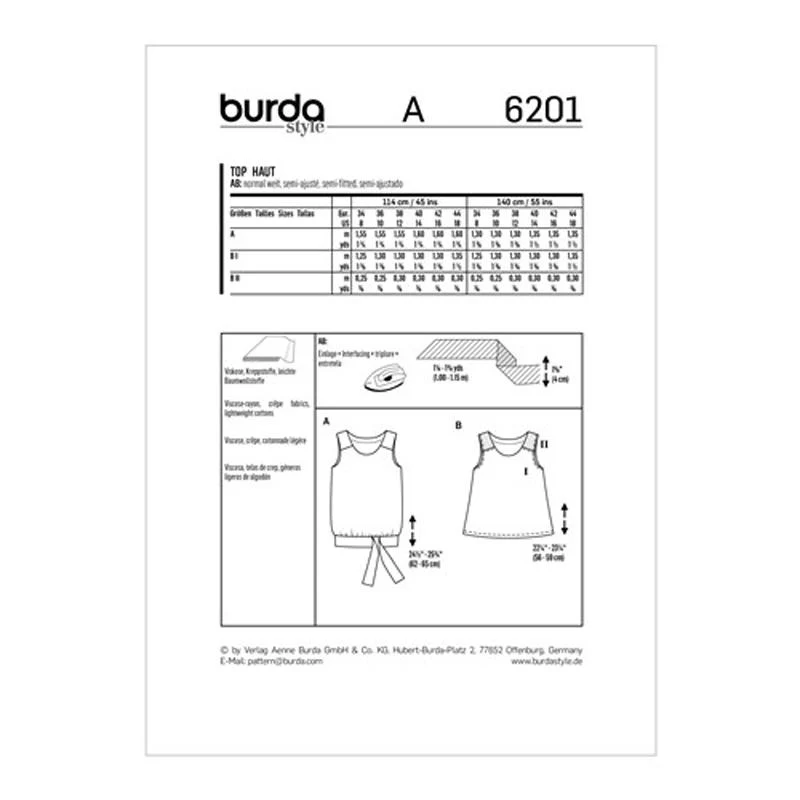 Burda Pattern X06201 Misses' Tops w/ Hem Variations (34-44) - Image 4
