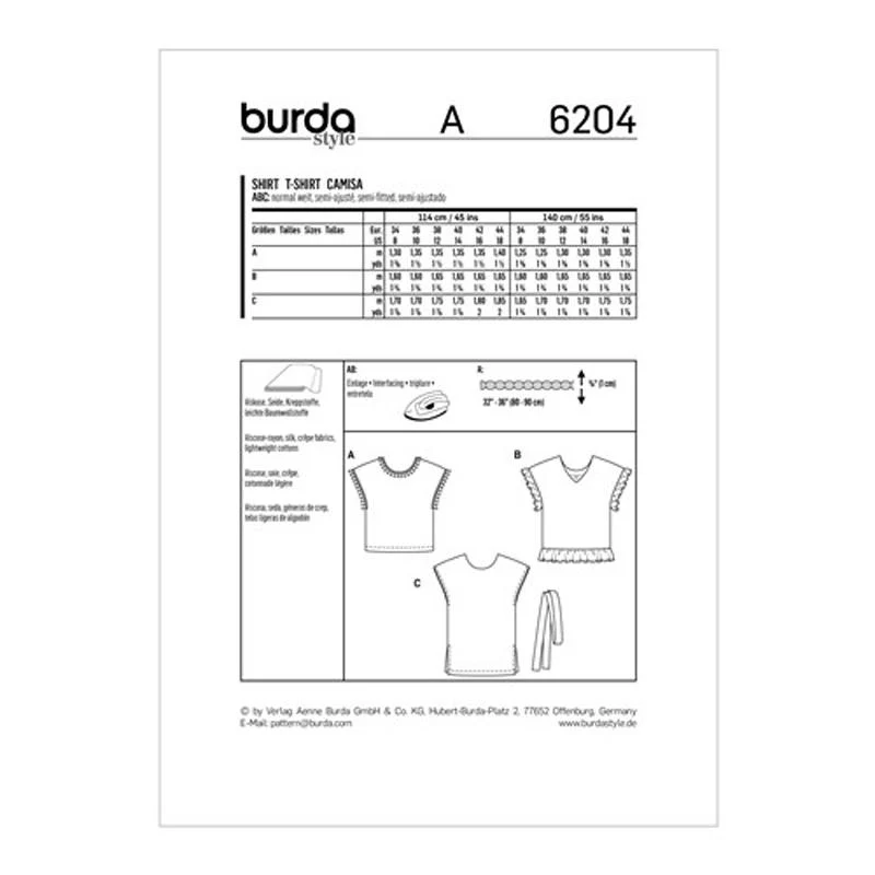 Burda Pattern 6204 Misses' Pull-On Tops (34-44) - Image 5