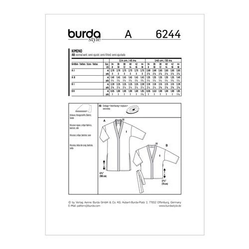 Burda Pattern X06244 Misses' Kimono-Style Coat Or Jacket (8-18) - Image 4
