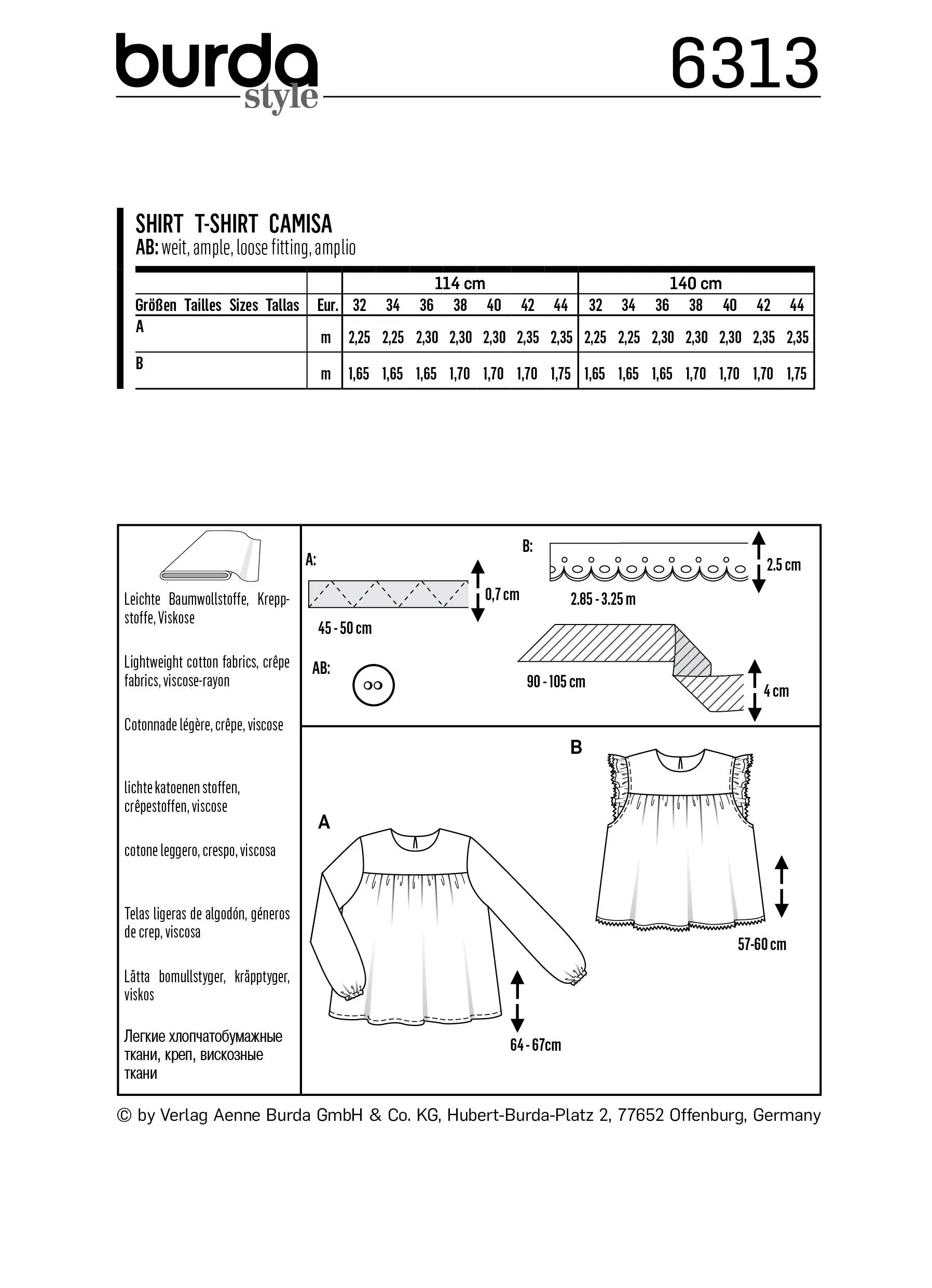 Burda Pattern 6313 Misses' babydoll top - Image 4