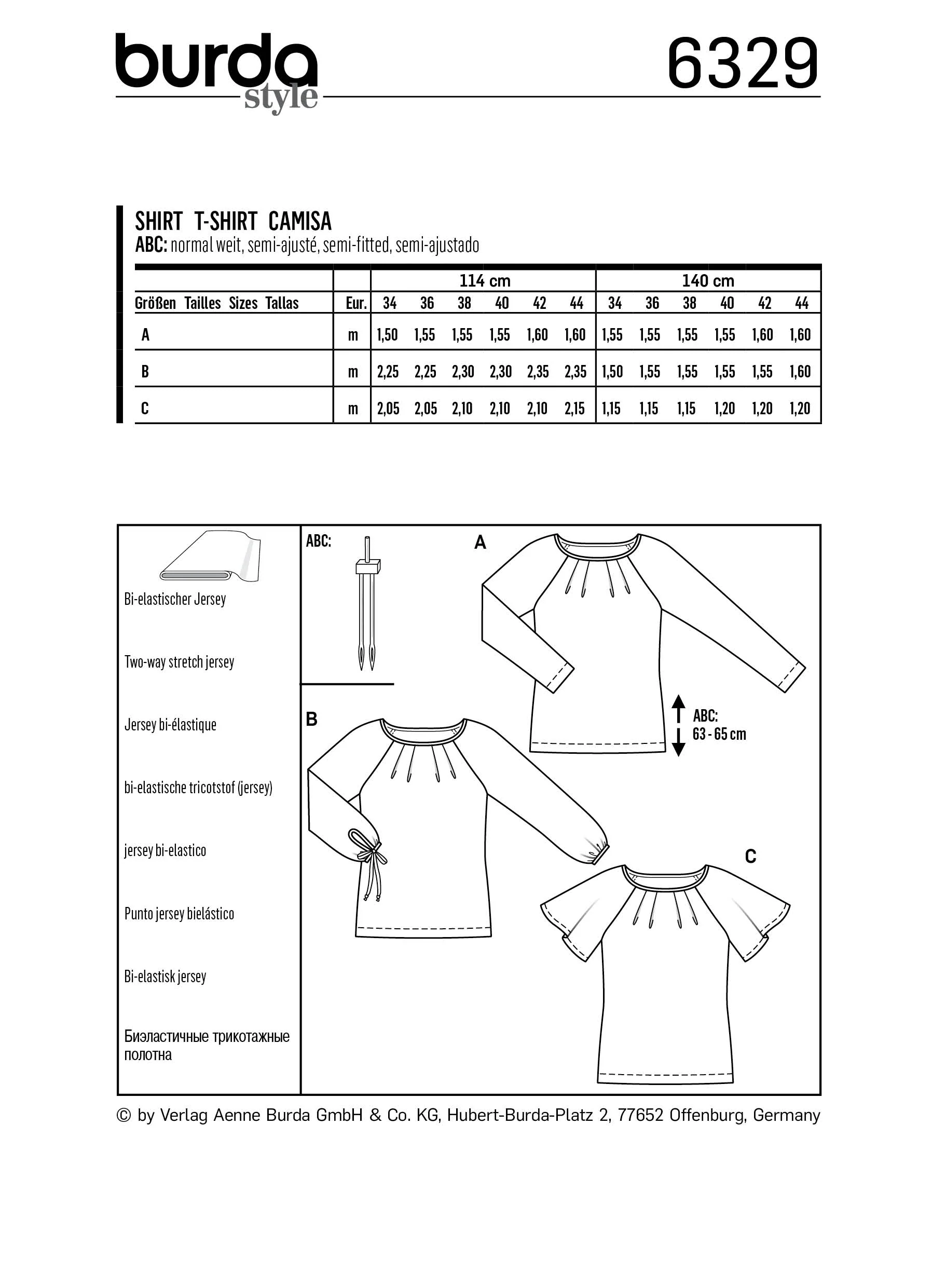 Burda Pattern 6329 Misses' raglan top - Image 4