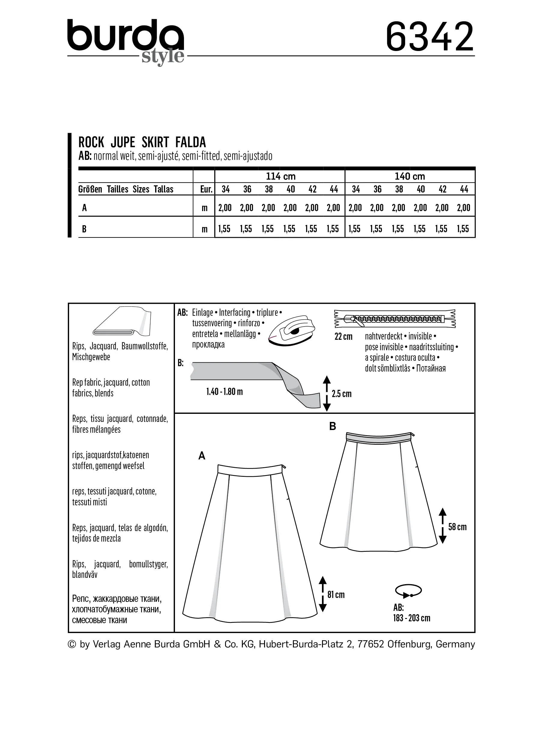 Burda Pattern 6342 Misses' side pleat skirt - Image 5