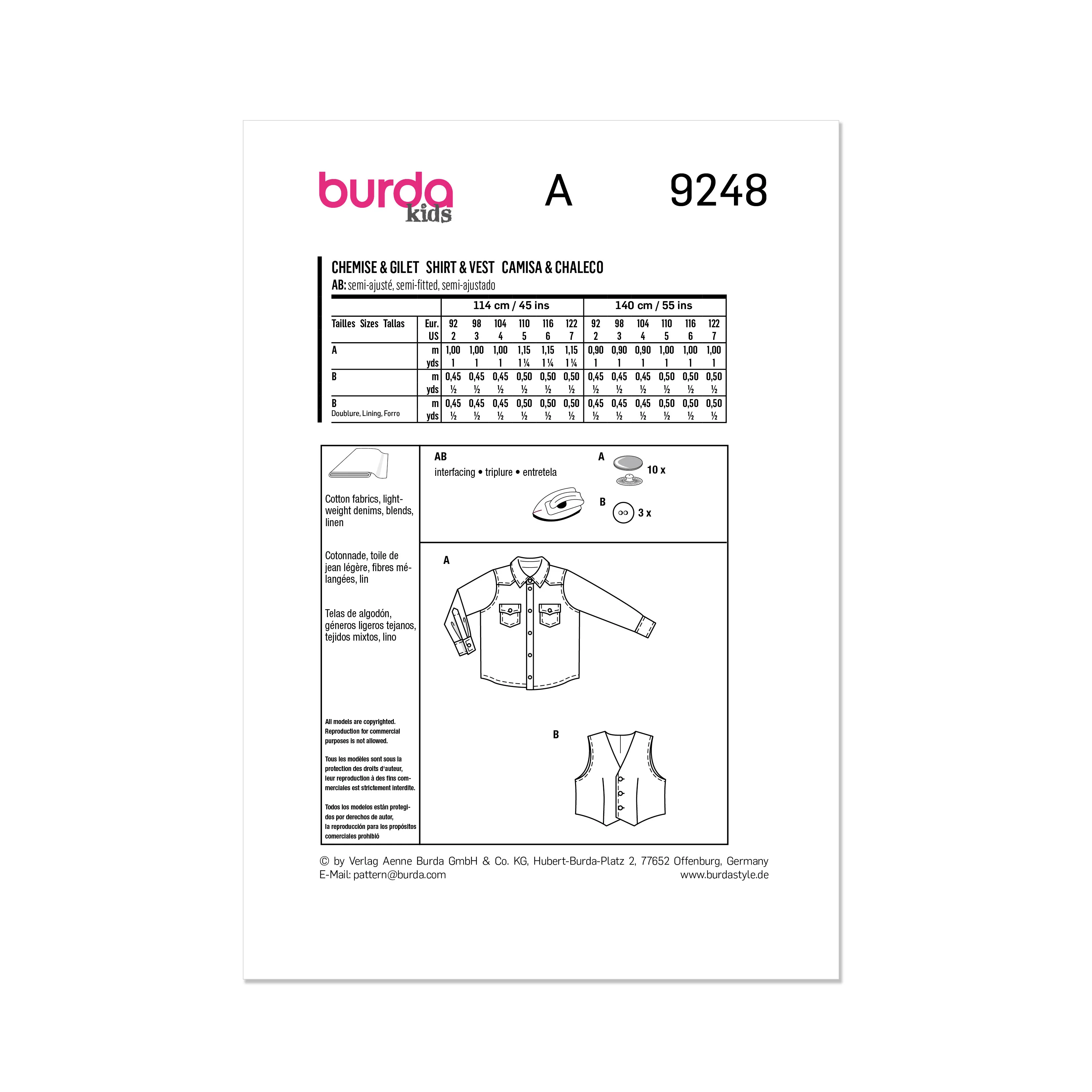 Burda Pattern 9248 Child Top/Vest - Image 11