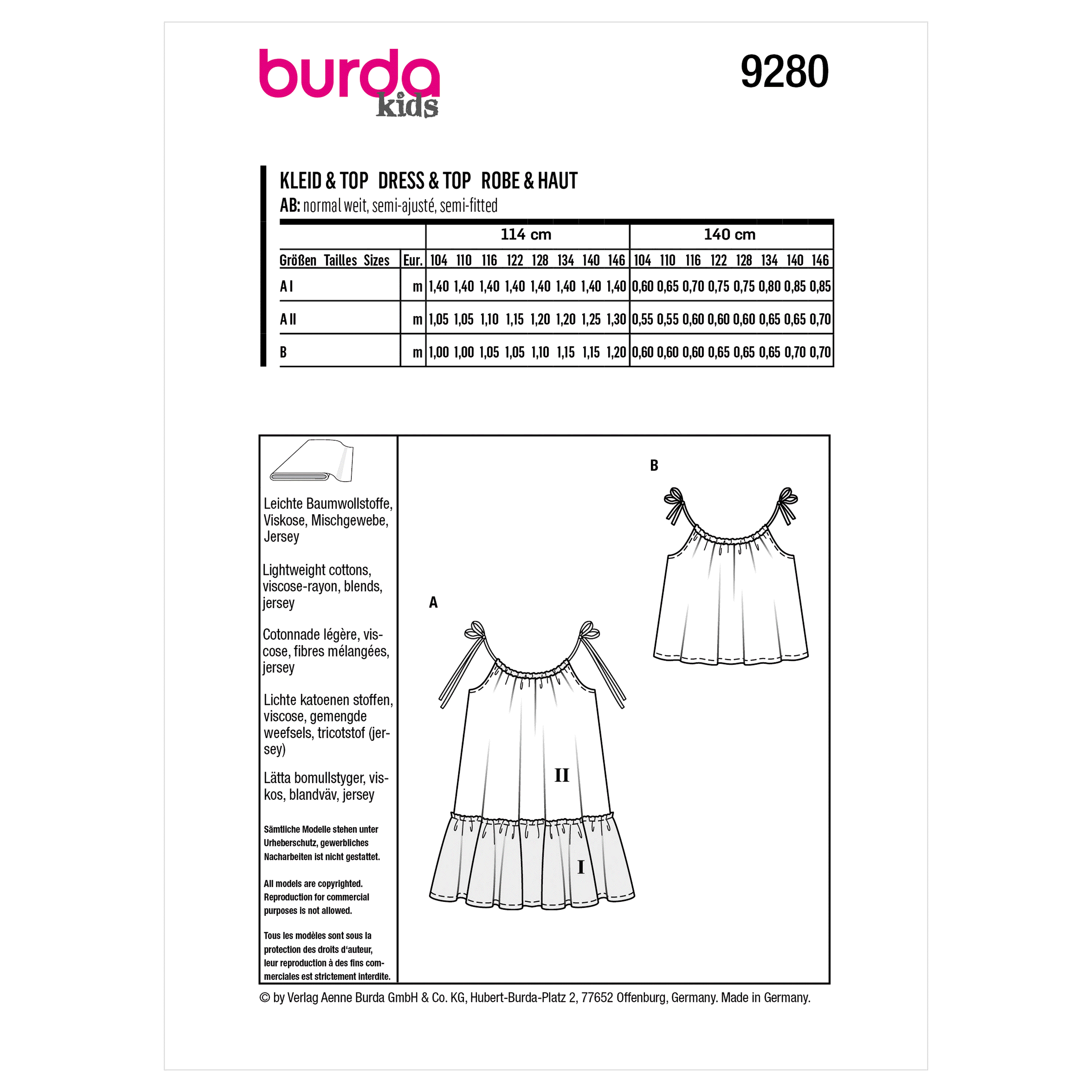 Burda Pattern 9280 Children's Top and Dress - Image 5