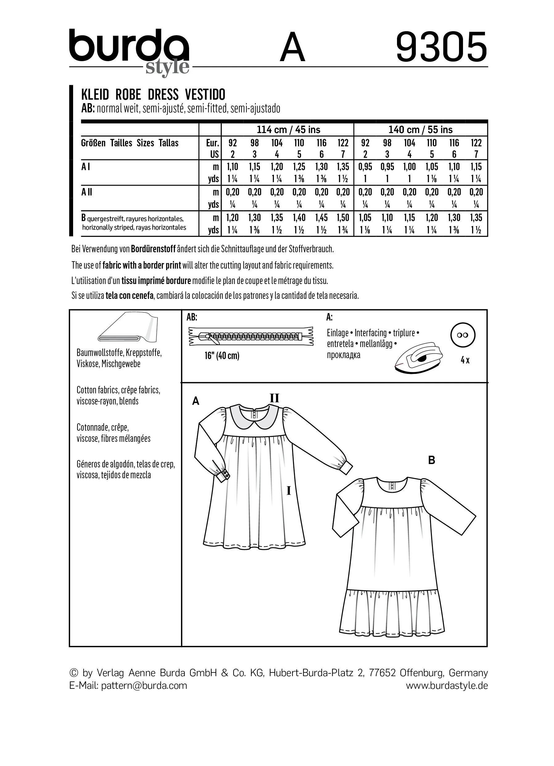 Burda Pattern X09305 Children's Dresses (2-7) - Image 7