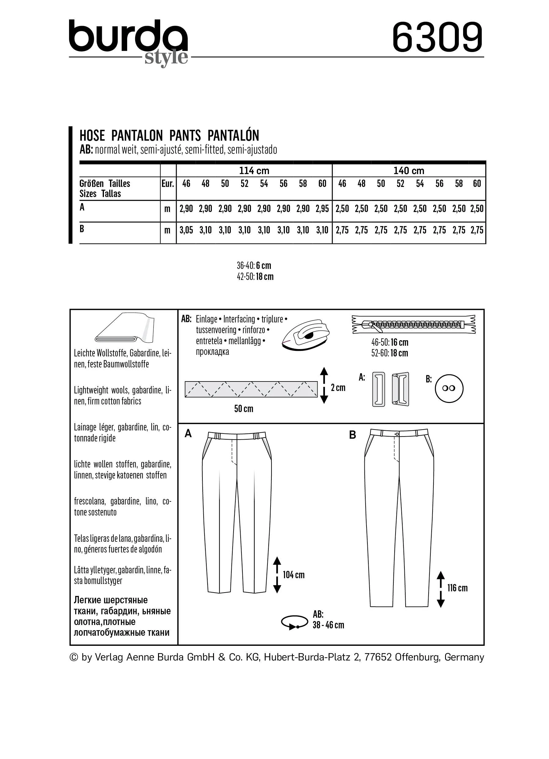 Burda Pattern 6309 Women's back elastic pants - Image 5