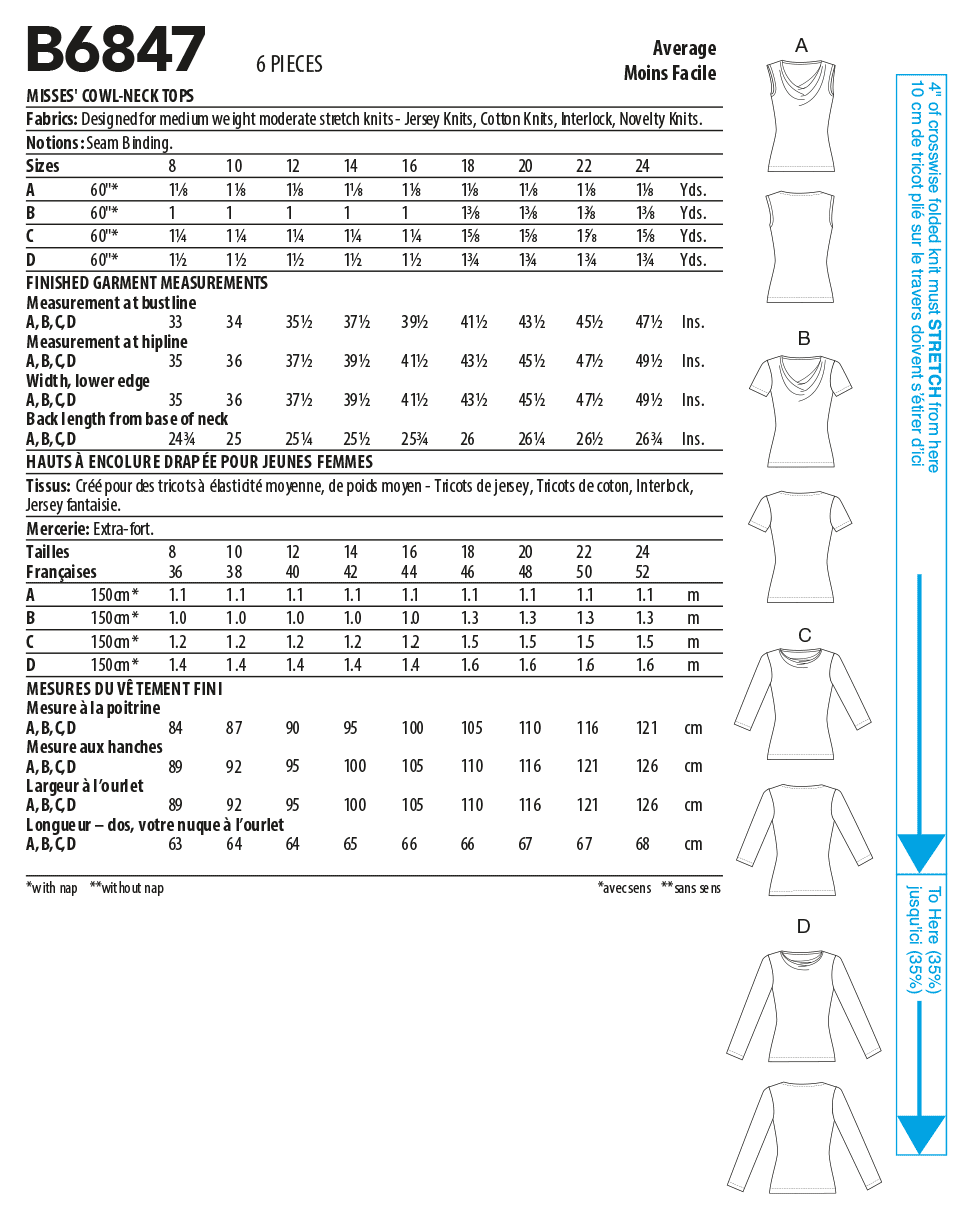 Butterick Pattern B6847 Misses' Cowl-Neck Tops - Image 4