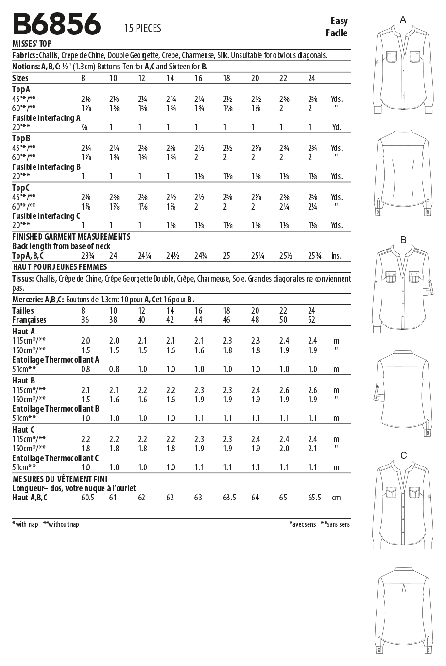 Butterick Pattern B6856 Misses' Top - Image 10