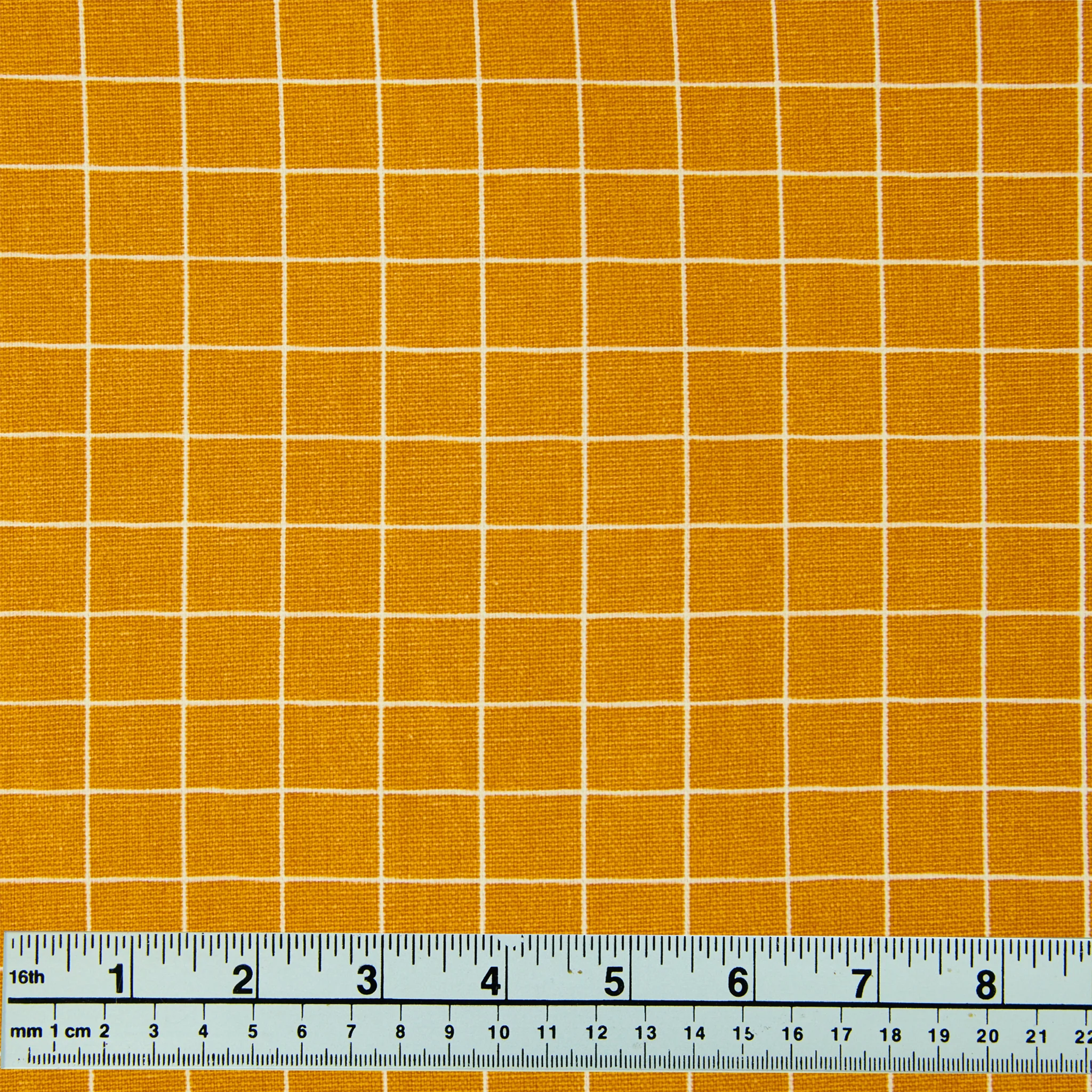 Cotton Duck Fabric, Mustard Check- Width 140cm - Image 4