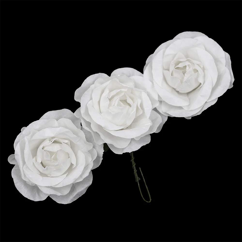 Crafty Bitz Flower Rose with Stem, White- 6pk - Image 2