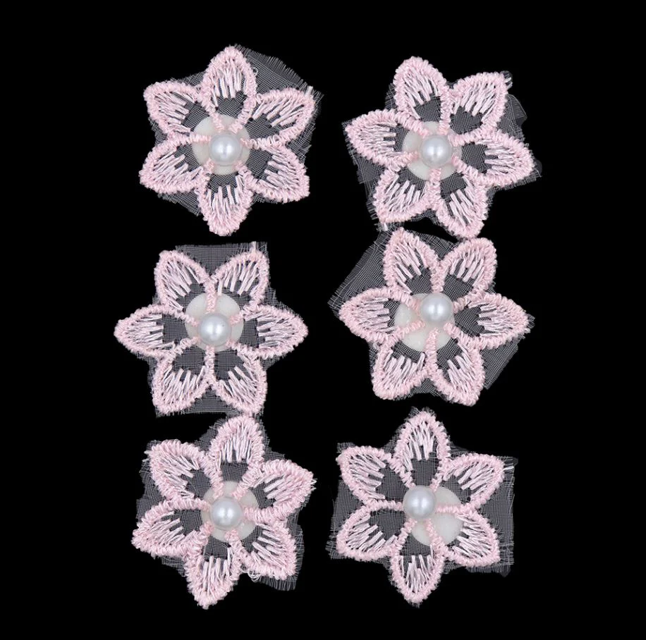 Crafty Bitz Flower with Pearl Stick On, Pink- 6pk - Image 3