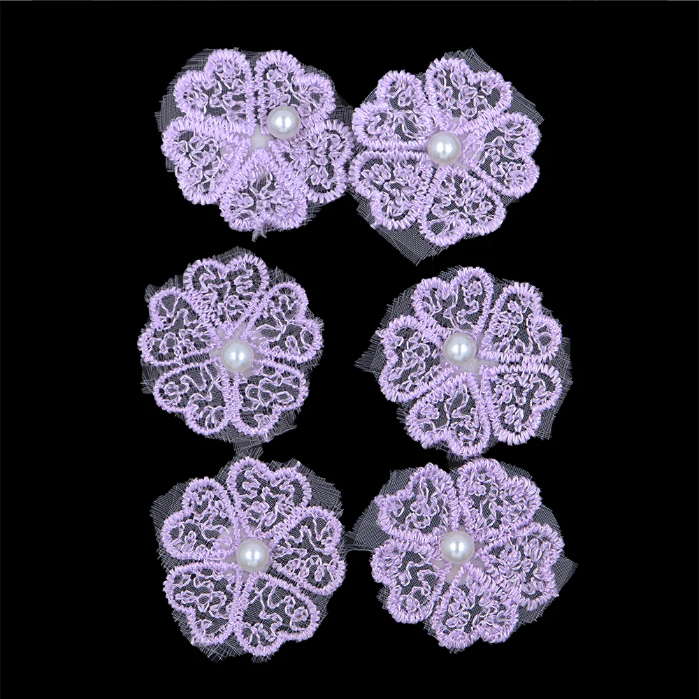 Crafty Bitz Flower with Pearl Stick On, Lilac- 6pk - Image 2