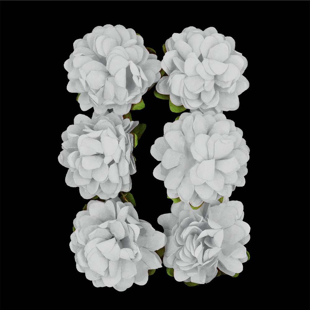 Crafty Bitz Flower with Stem, White- 6pk - Image 2