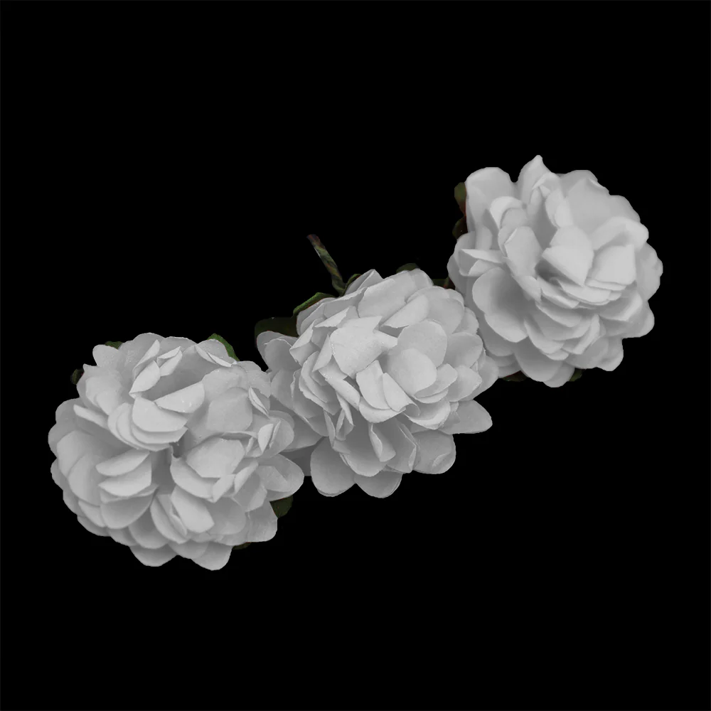 Crafty Bitz Flower with Stem, White- 6pk - Image 3