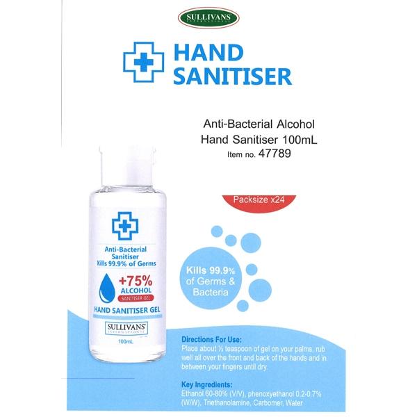 Sullivans Alcohol Hand Sanitizer Gel - Image 2