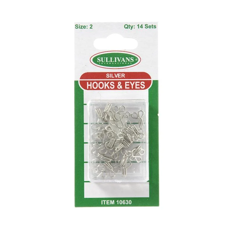 Sullivans Hooks & Eyes, Silver- 14 Sets - Image 3