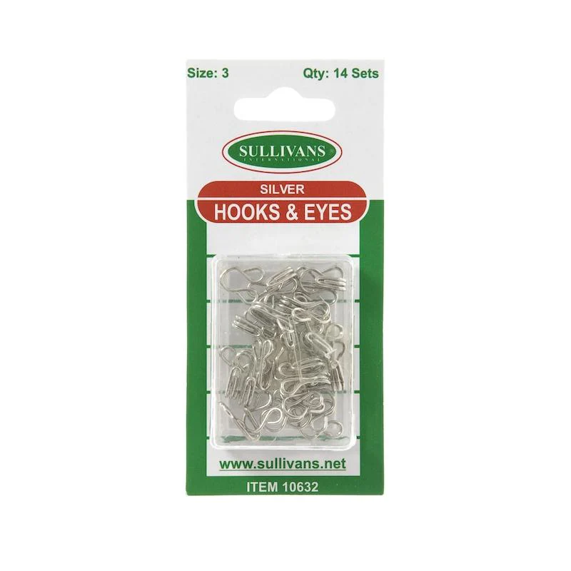 Sullivans Hooks & Eyes, Silver- 14 Sets - Image 4