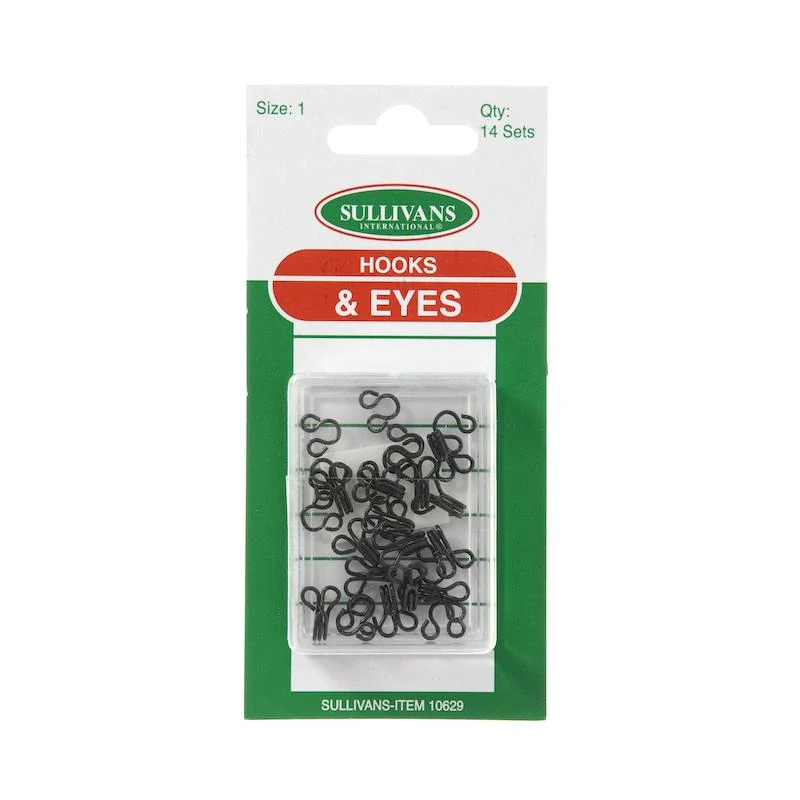 Sullivans Hooks & Eyes, Black- 14 Sets - Image 2