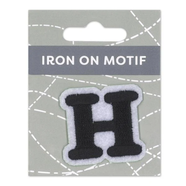 Sullivans Iron On Motif, Black H- 35mm