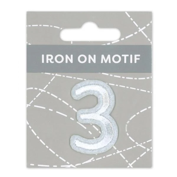 Sullivans Iron On Motif, White 3- 35mm