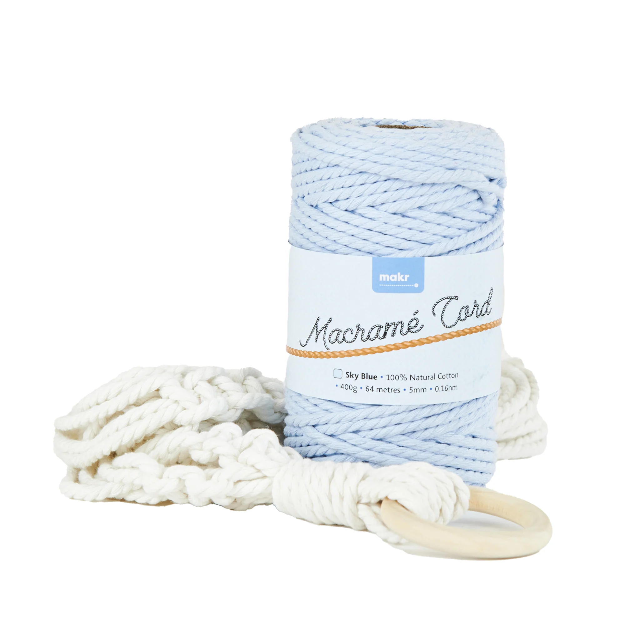 Makr Macrame Cord Roll, Sky Blue- 64m - Image 3