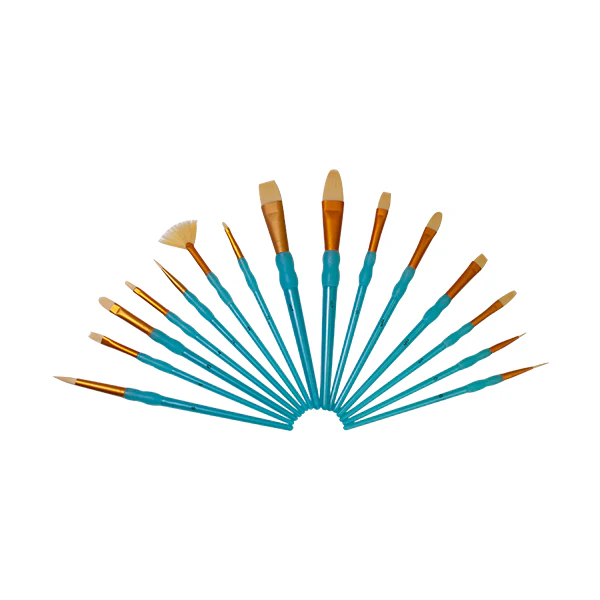 Makr Art Bristle Brush Set, Sky Blue- 15pc - Image 2